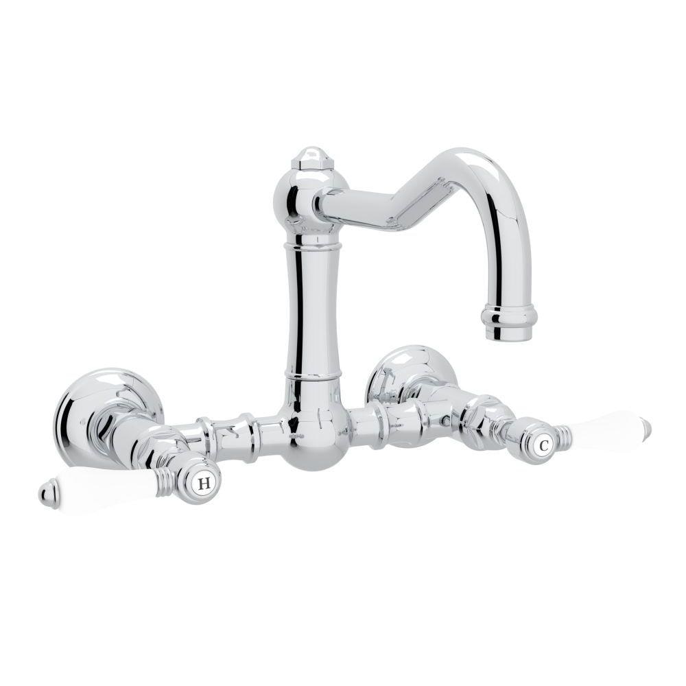 Rohl Country Kitchen Polished Chrome Double Handle Wall Mount Bridge   08612484 