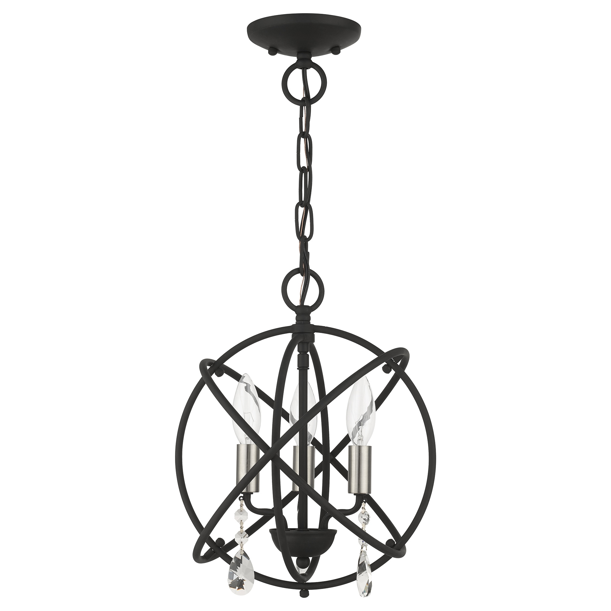 Livex Lighting 40903-04 Aria 3 -Light Matte Black Transitional For Use in Bathrooms, Bedrooms, Dining Rooms, Foyers, Kitchens, Living Rooms Chandelier