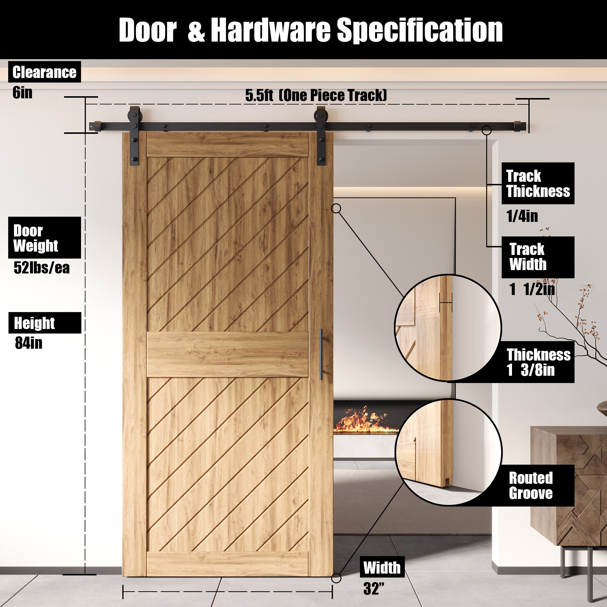 HOMACER YT1TGH066C-XT1-3284 Barn-Doors - View #2