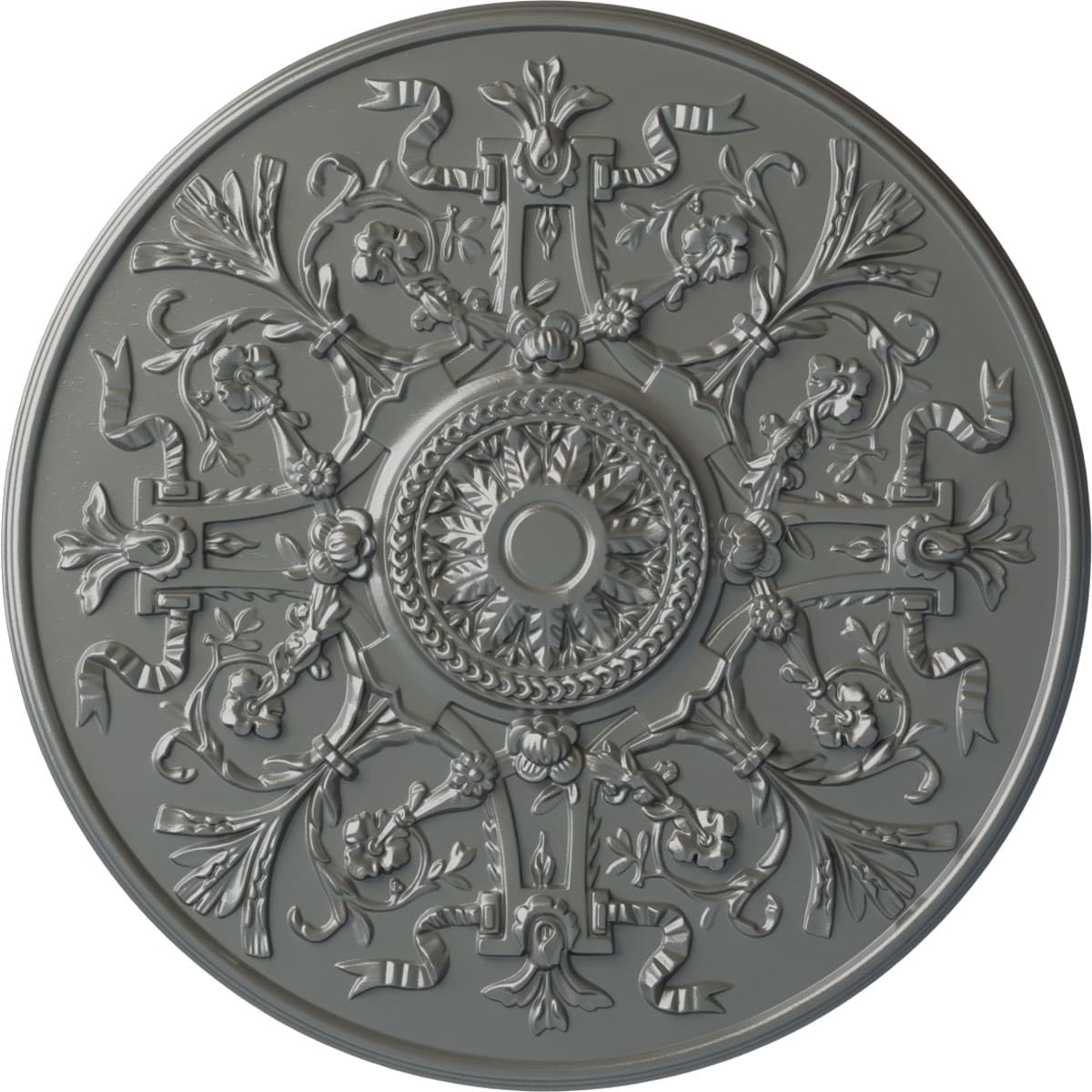 Ekena Millwork CM33VESLS Versailles 33-in W x 33-in L Painted Silver Polyurethane Whole Ceiling Medallion