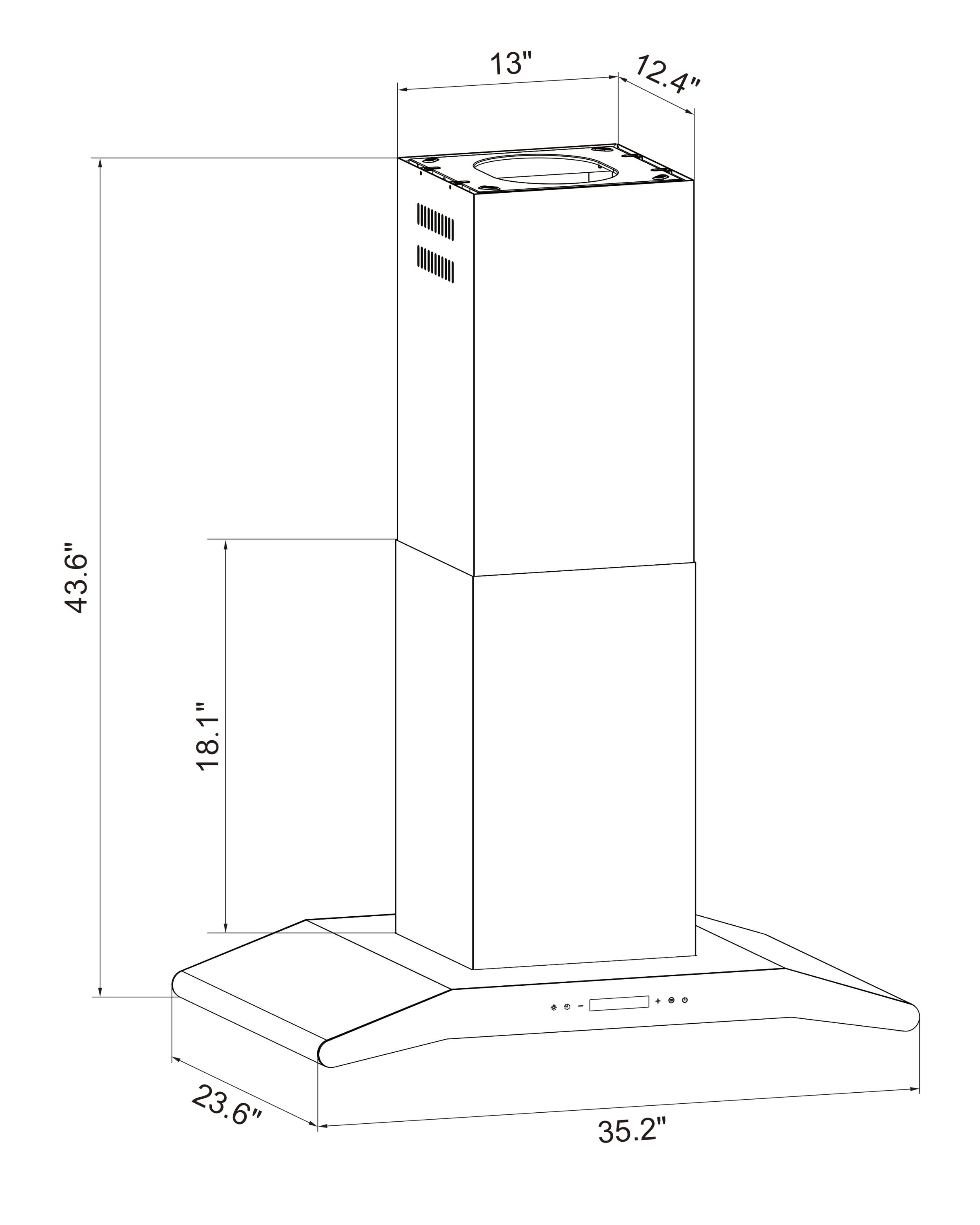 Winflo 36-in Convertible 439-CFM Stainless Steel Island Range Hood ...