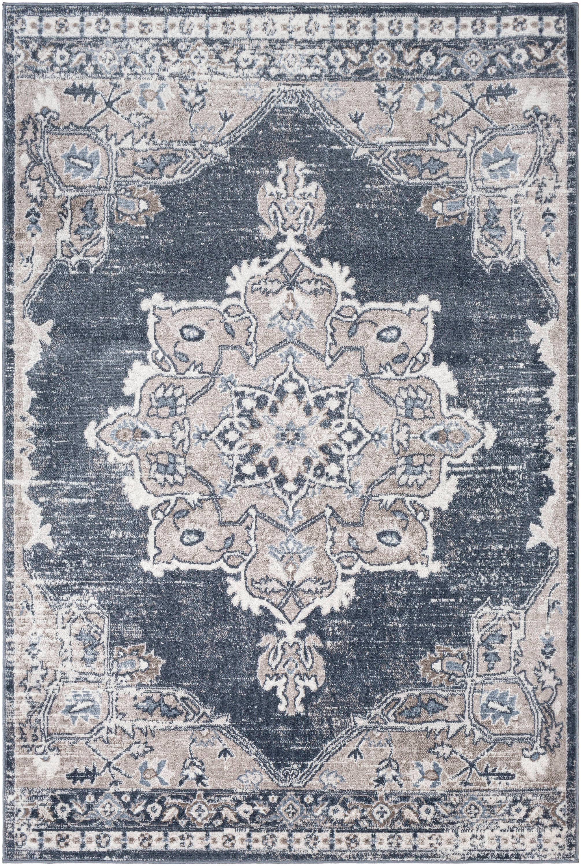 Surya SRZ2304-6692 St tropez 7 X 9 (ft) Navy Indoor Medallion Oriental Area Rug