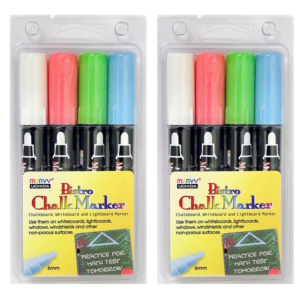 Marvy Uchida Bistro Chalk Markers Yellow Broad Point [Pack of 6 ]