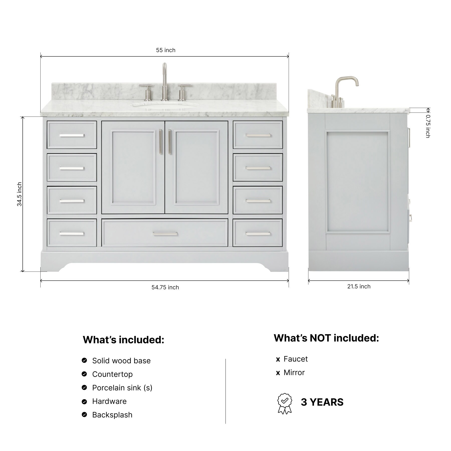 ARIEL M055SWQOVOGRY Bath-Vanity-Combo - View #4