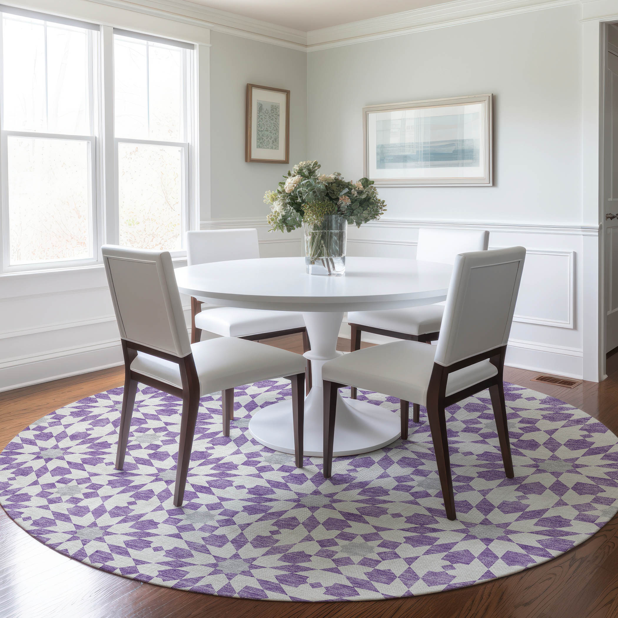 Addison Rugs ACN734LV8RO Chantille ACN734LV 8 x 8 (ft) Polyester Lavender Round Indoor/Outdoor Geometric Machine washable Area rug