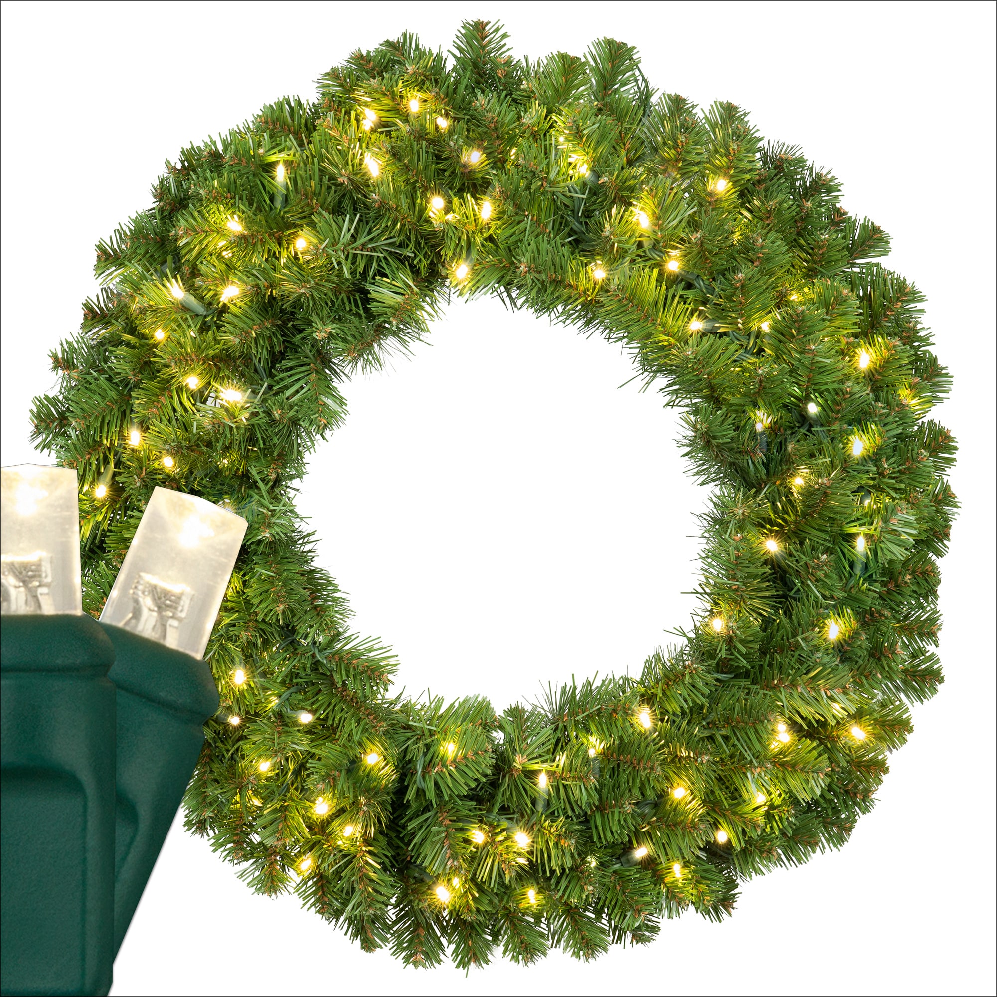 Red Sleigh 21129 30-in Pre-lit Indoor/Outdoor Green Fir Artificial Christmas Wreath