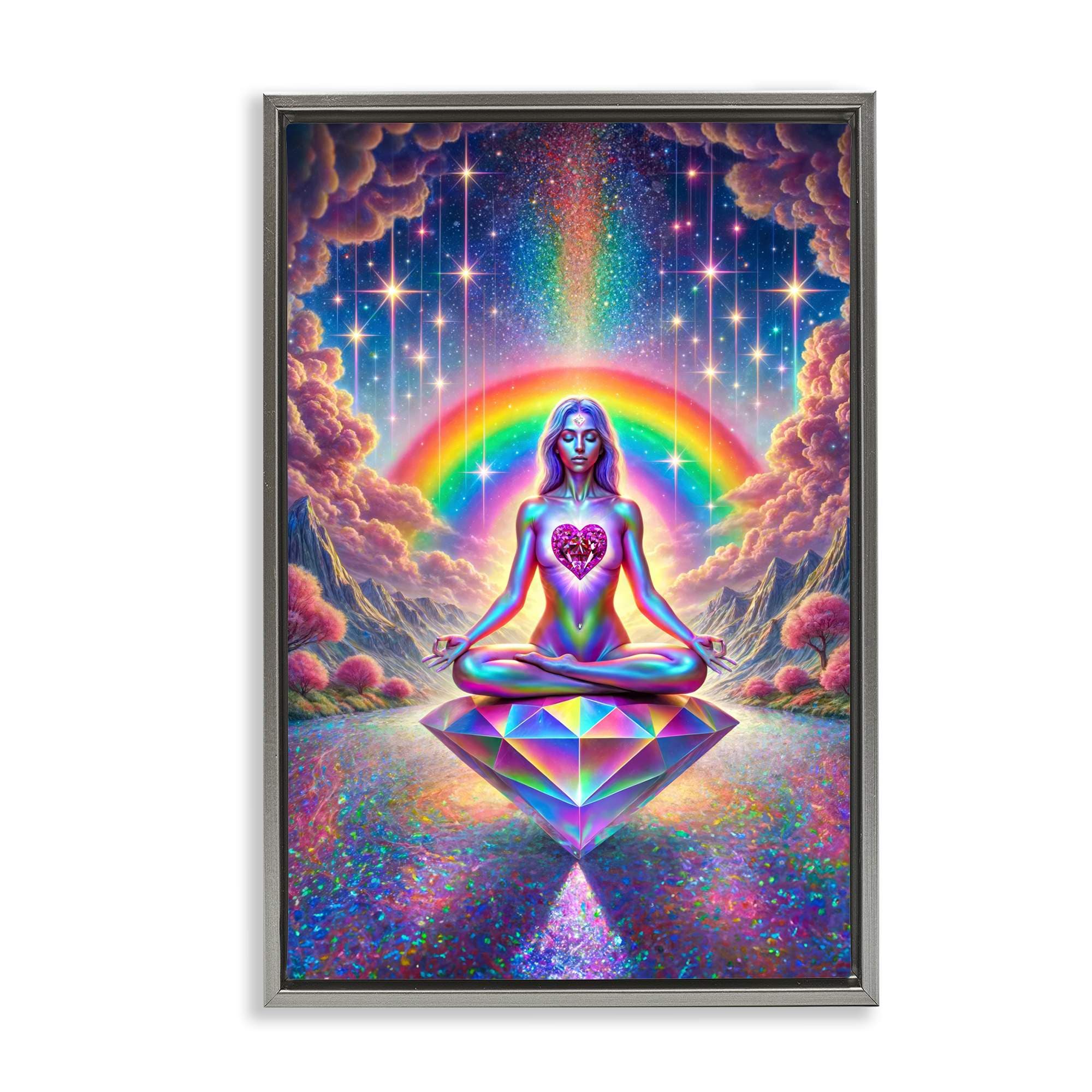 Stupell Industries BT-305-FFL-20X30 Spiritual Enlightenment Meditation Floating Frame design by Spirit of the Rainbow