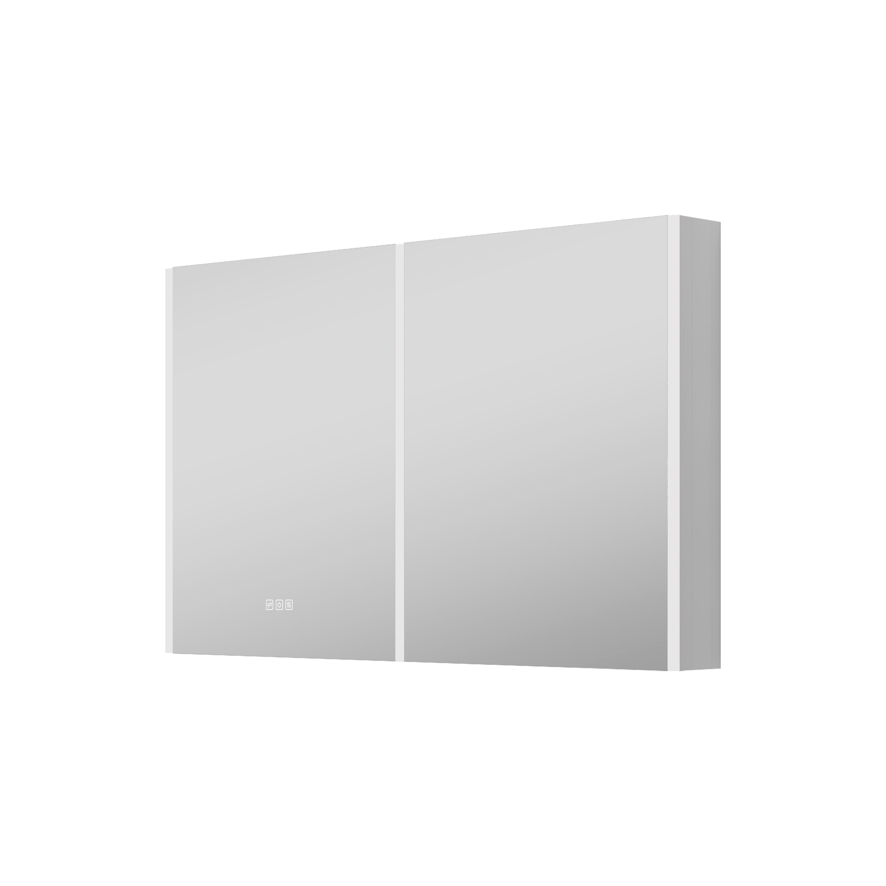 WELLFOR UCJ-CHMCL4830 LUMI 48-in x 30-in Lighted LED Fog Free Surface Mount Aluminum Mirrored Rectangle Soft Close Medicine Cabinet