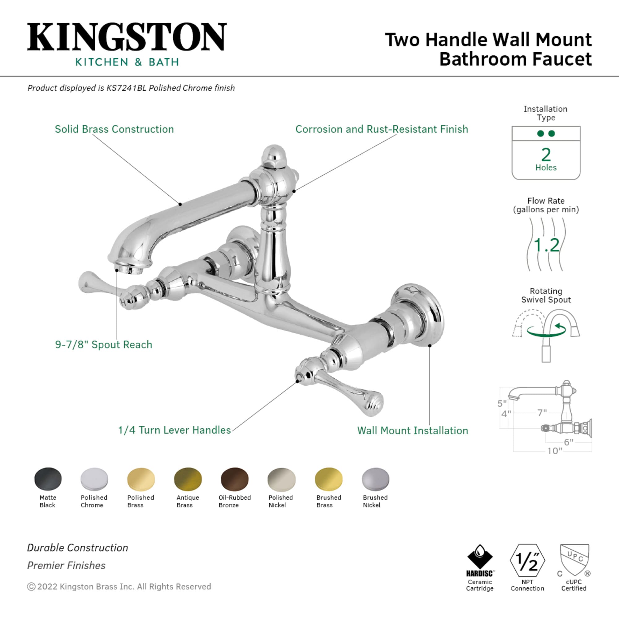 Kingston Brass WLKS7241BL Lavatory-Faucets - View #2