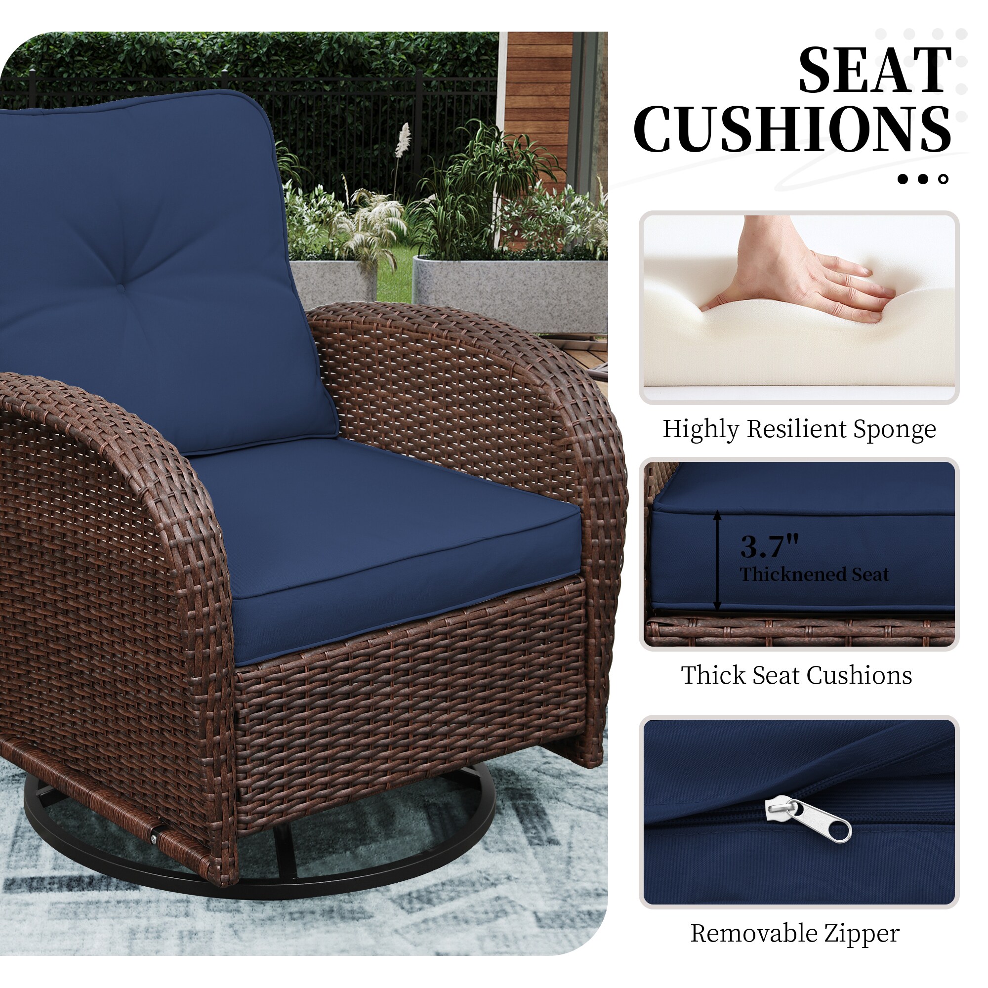 UPHA Y11BR-NAVYBLUE Patio-Conversation-Sets - View #6