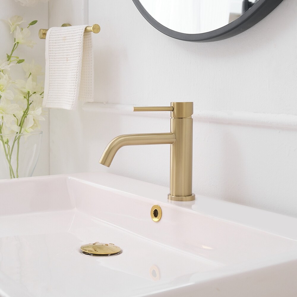 Brushed Gold Single Handle Deck-Mounted Bathroom Faucet
