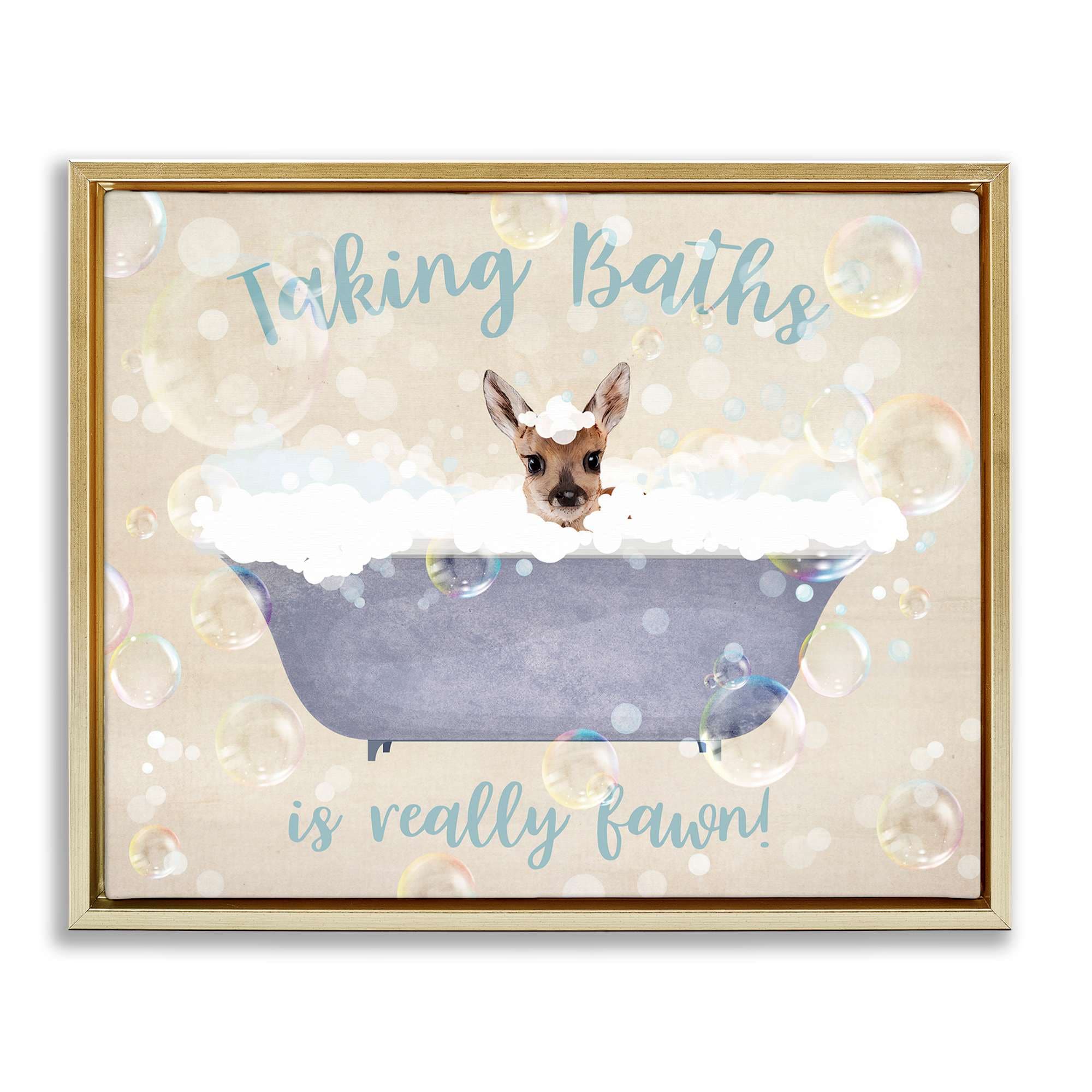 Stupell Industries BT-950-FFG-24X30 Taking Baths Is Fawn Floating Frame design by Susan Arnot