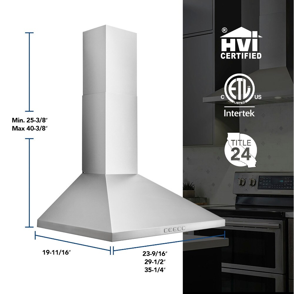 30-Inch Stainless Steel Convertible Wall-Mounted Range Hood