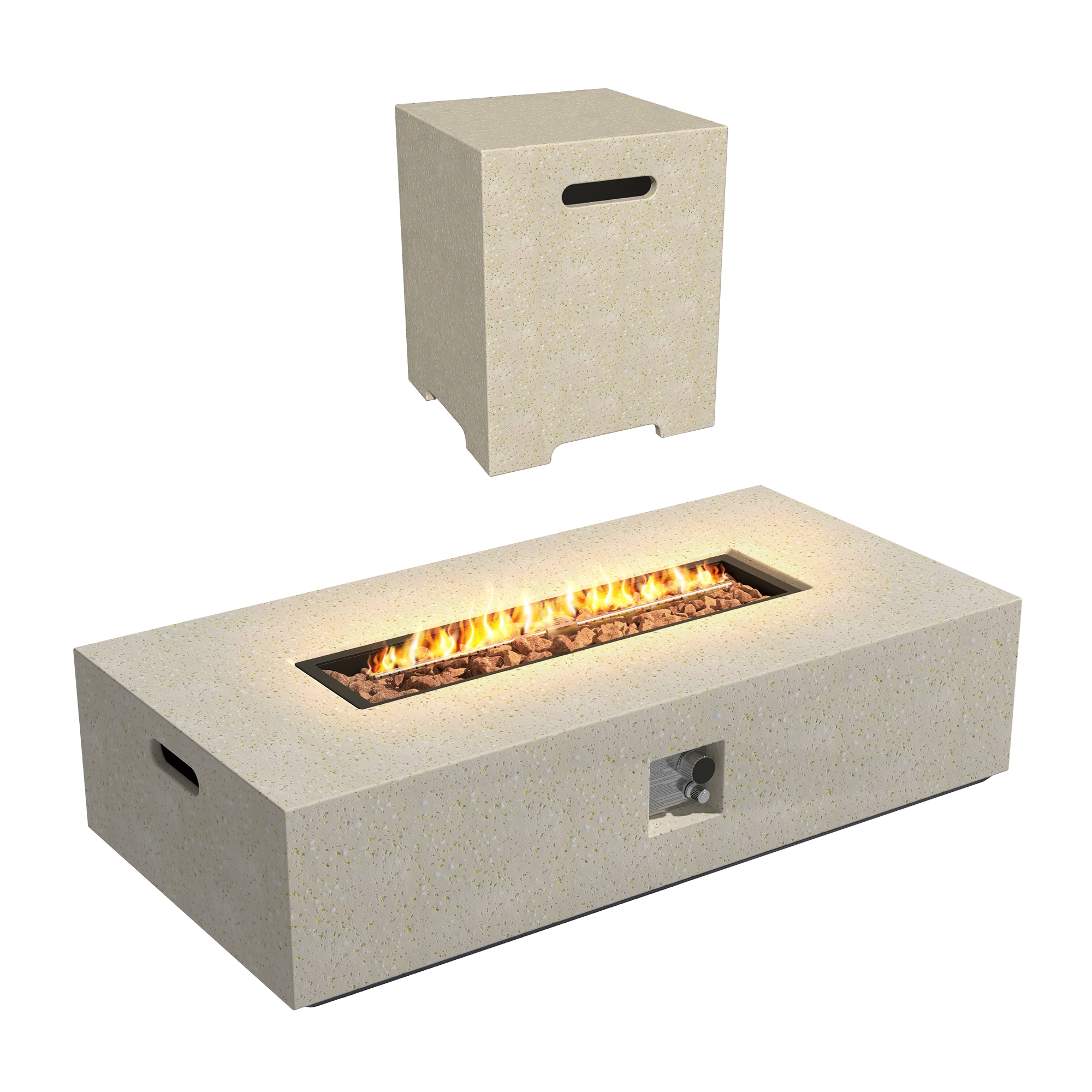  LS-56MGO-GREY-L 56-in W 50000-BTU Light Gray Portable Concrete Rectangle Propane Gas Fire Pit