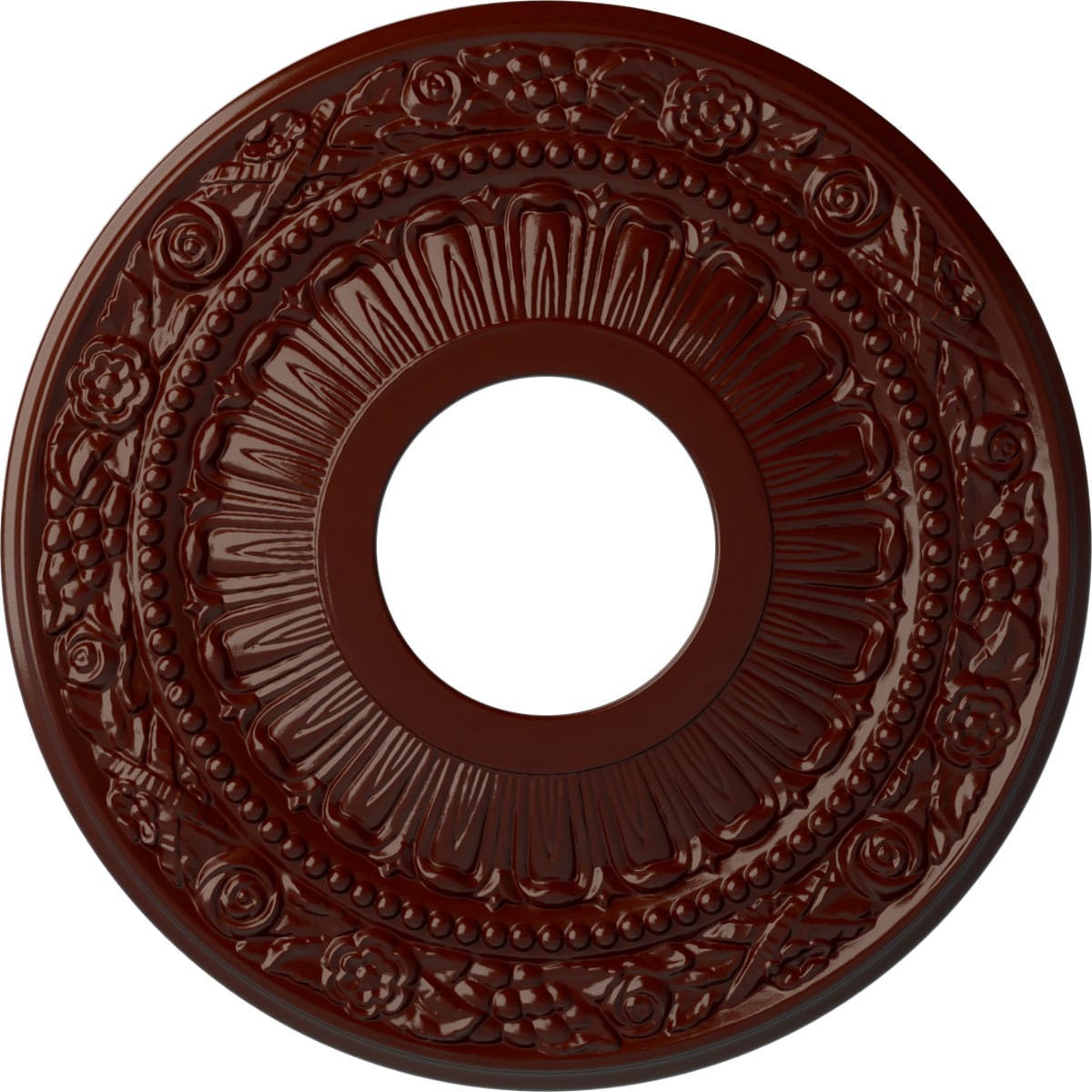 Ekena Millwork CM12NABMF Nadia 12.125-in W x 12.125-in L Painted Brushed Mahogany Polyurethane Whole Ceiling Medallion