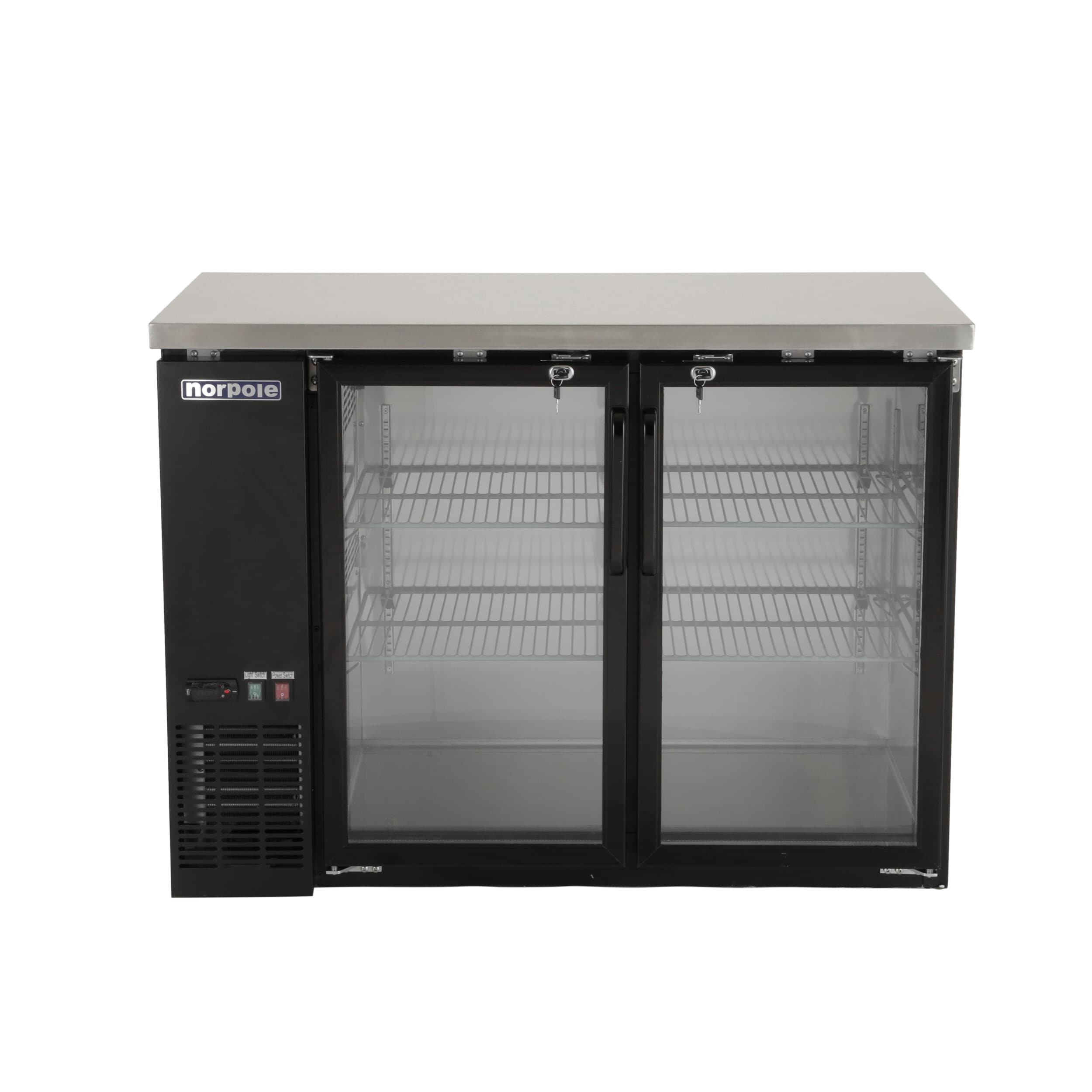 Norpole NPGB-48 12-Cu. Feet Commercial Refrigerators 2 Glass -Door Freezerless ( Black )