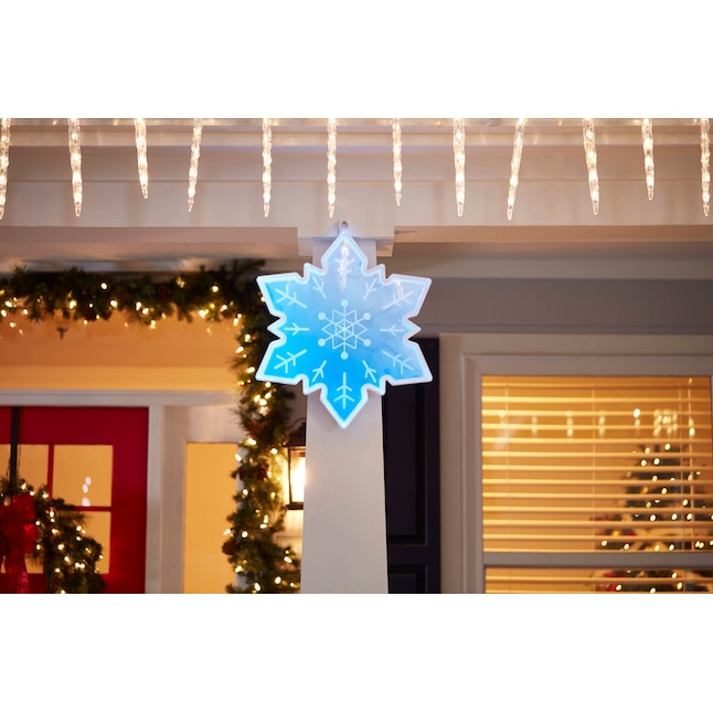 3 Foot Lighted Blue White Snowflake Sculpture Outdoor Christmas Yard Decoration