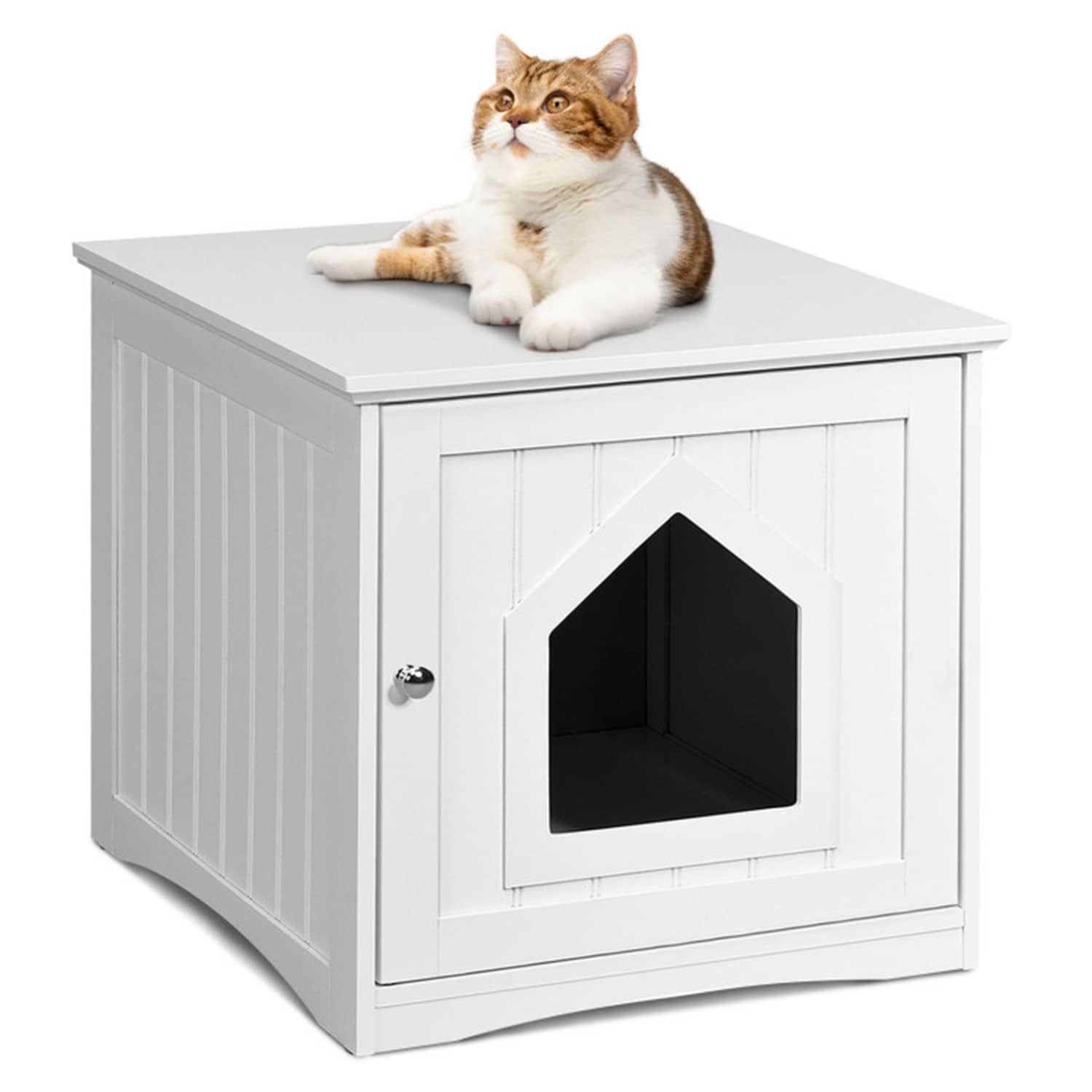 Mondawe MO-HW66001WH Wood Indoor/Outdoor Small Cat House