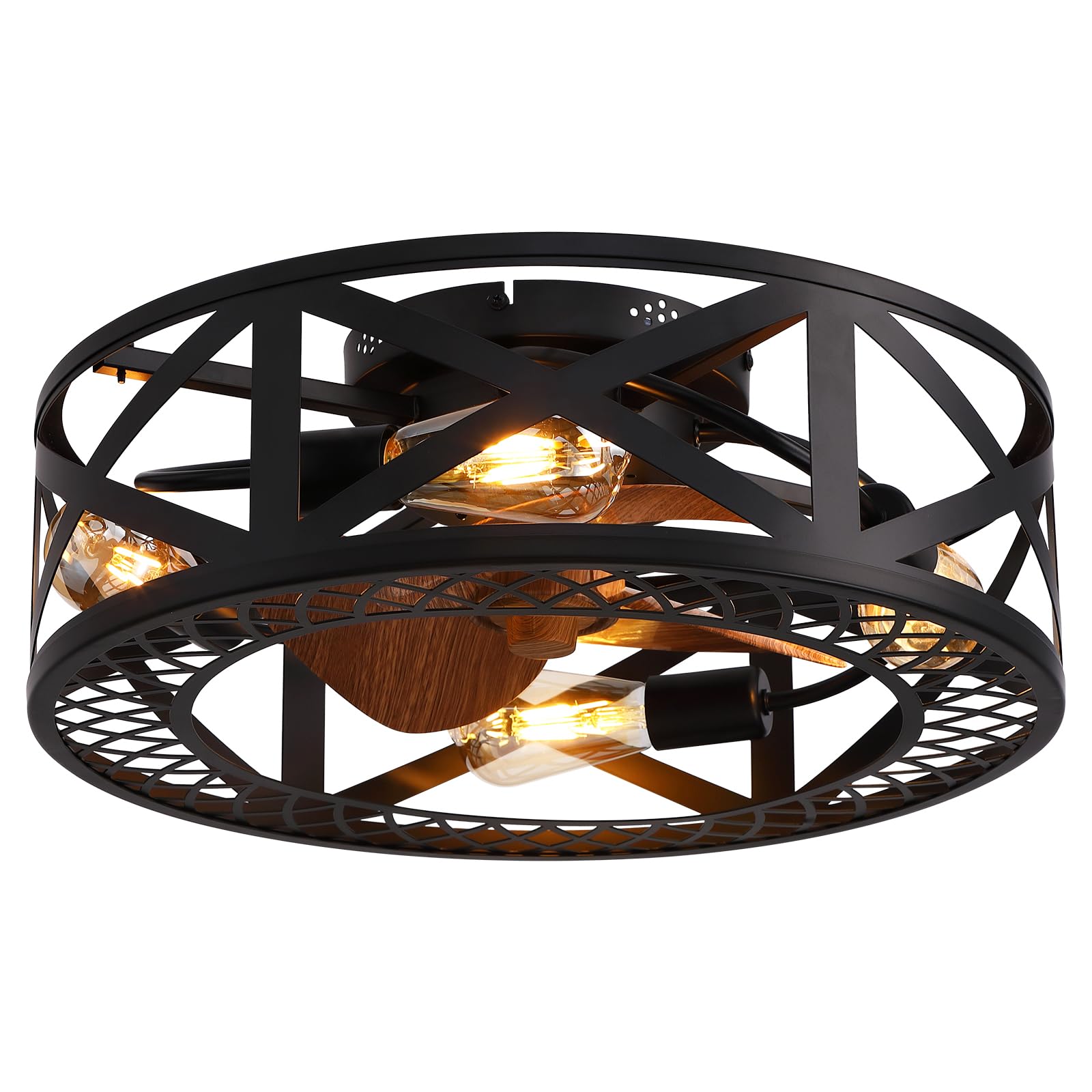 SILJOY CFL-1133-02 Flush mount Ceiling Fan with Light and Remote Control Include