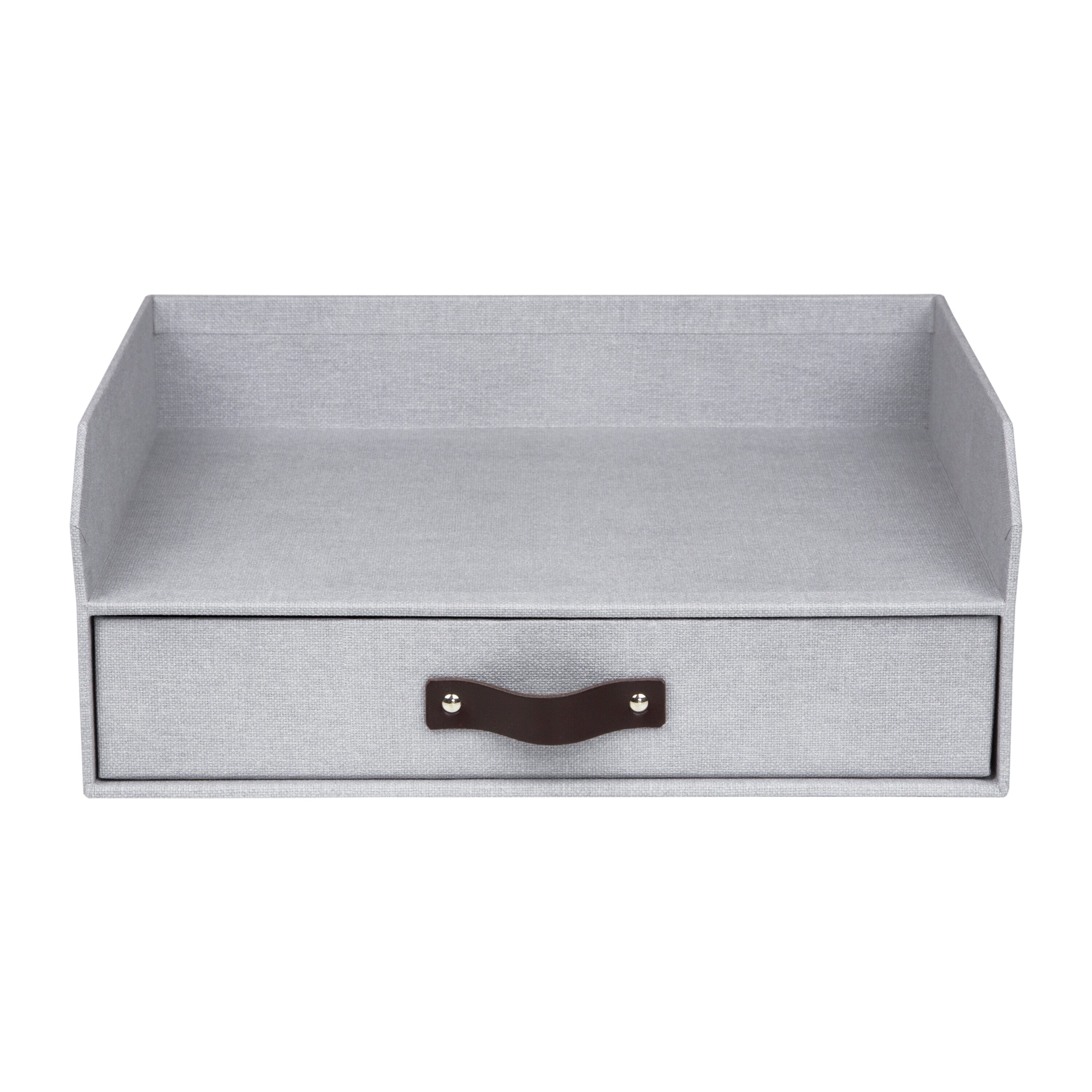 BIGSO BOX OF SWEDEN 8541C6249LEA648 Canvas Ash 2-Compartment Fiberboard Letter Tray
