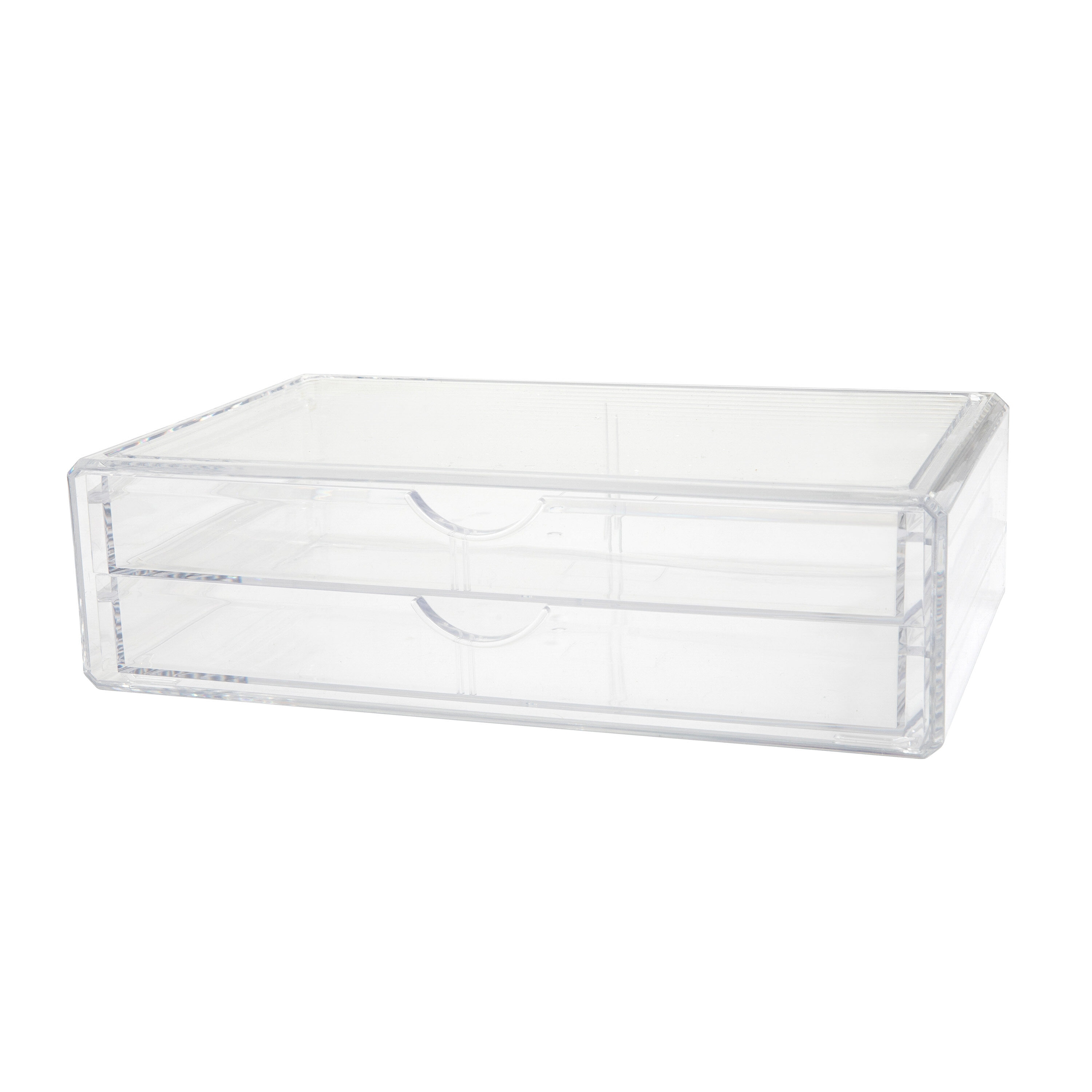 Martha Stewart Brody Clear Plastic Storage Organizer Bins with White  Engineered Wood Lid for Home Office, Kitchen, or Bathroom, 3 Pack Medium,  7.5-in x 3-in in the Desktop Organizers department at