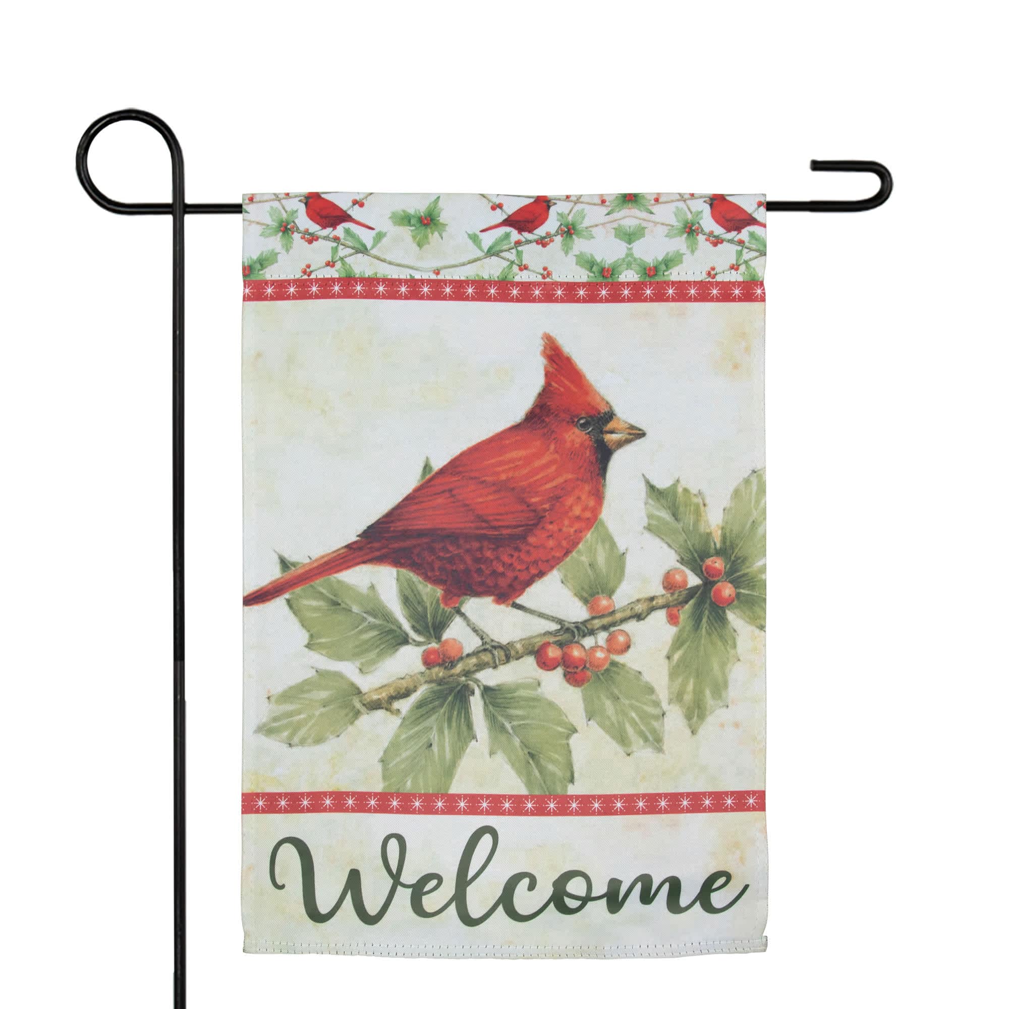 Northlight Green and Red Cardinal Christmas Outdoor Garden Flag 18 inch x 12.5 inch