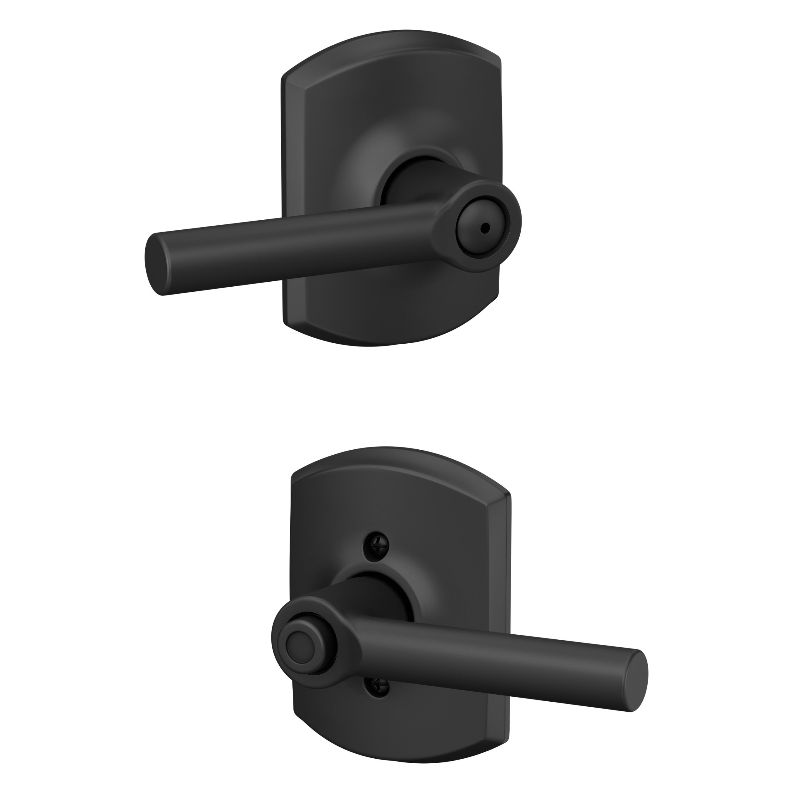 Schlage F40 BRW 622 GRW Broadway-Greenwich Matte Black Universal Interior Bed/Bath Privacy Door Handle
