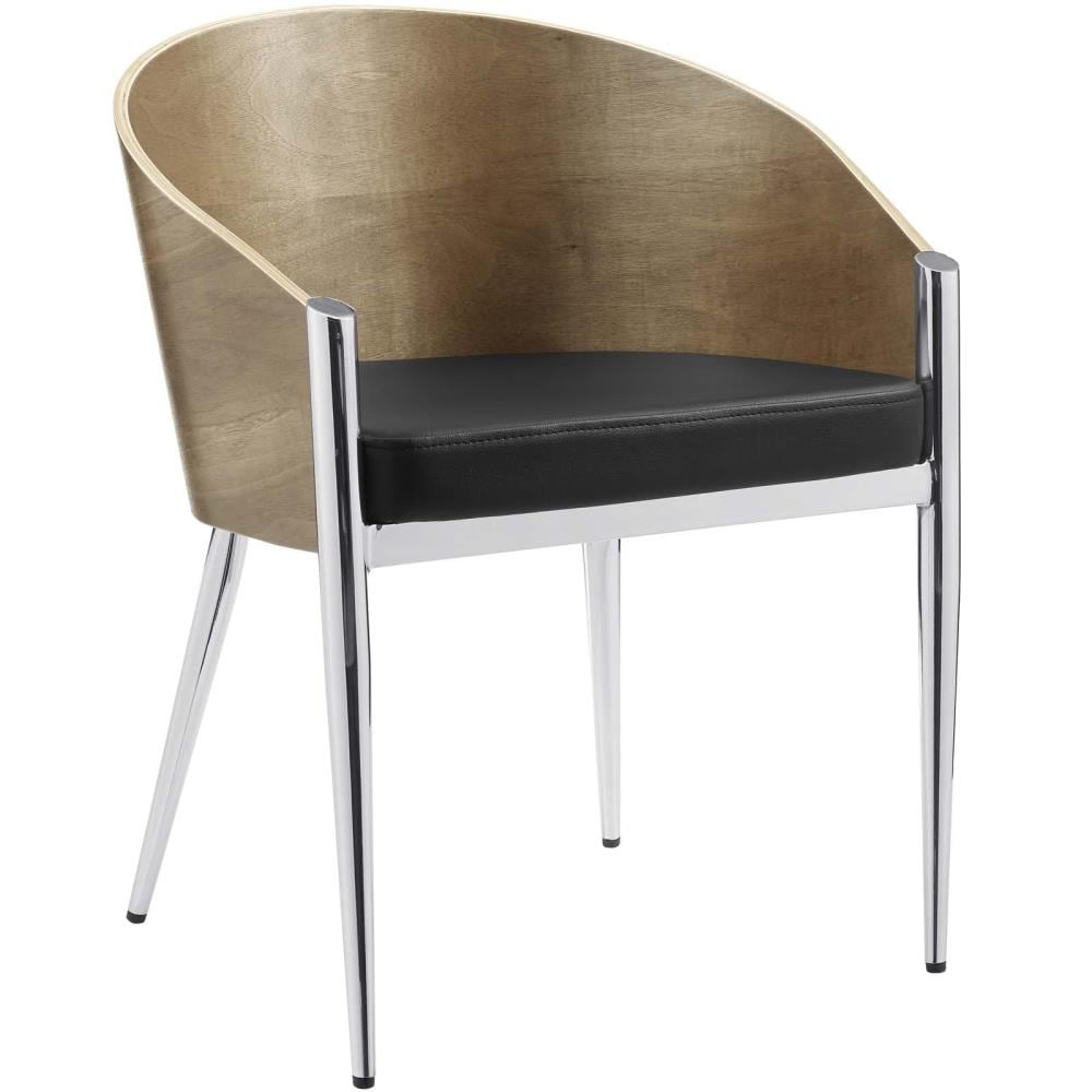 Modway EEI-604-SLV Cooper Contemporary/Modern Faux Leather Dining Arm Chair (Metal Frame)