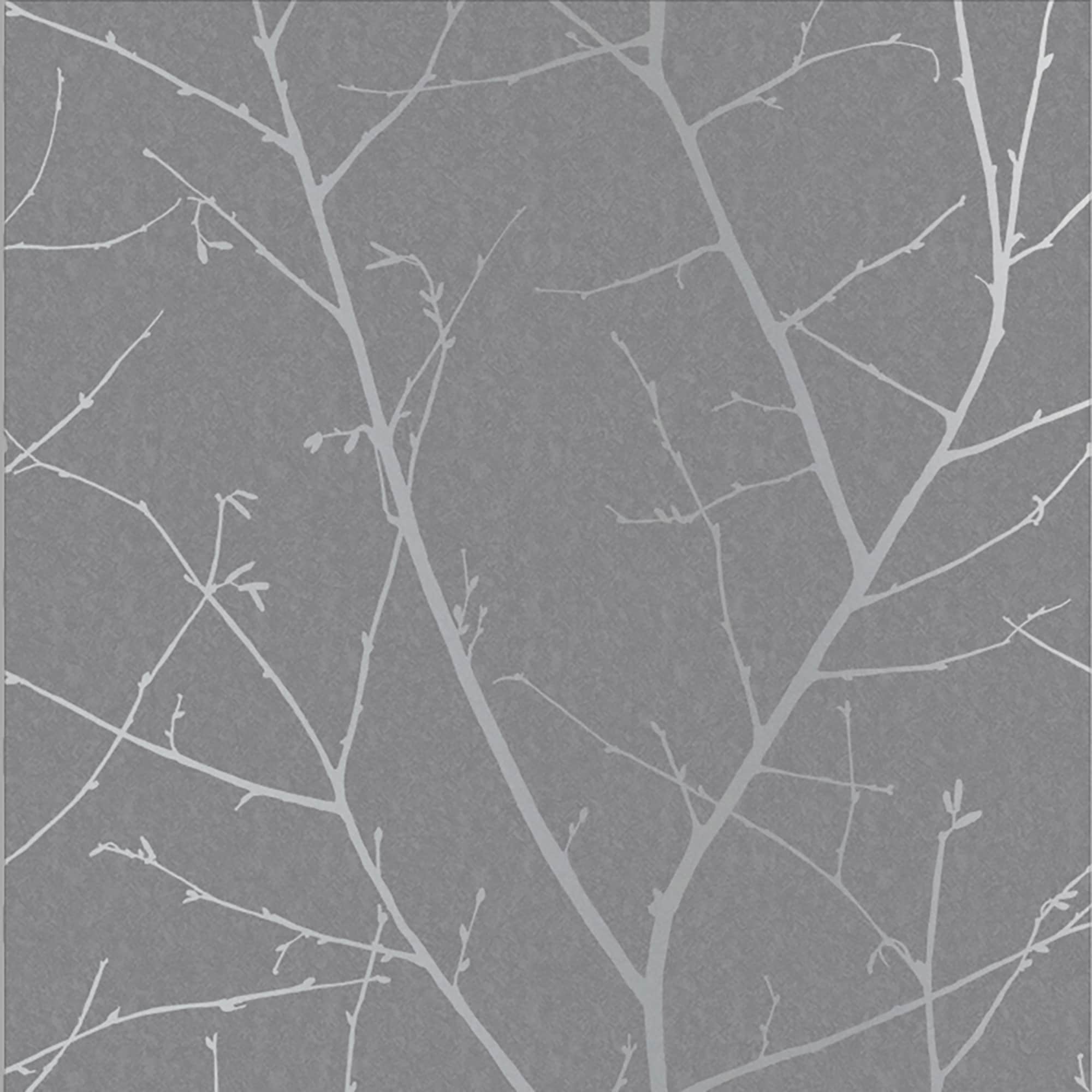 Graham & Brown 10758394 Graham Brown 20.5-Inches Grey and Silver Non-woven Textured Floral 56-Sq. Feet Unpasted Paste the wall Wallpaper Sample