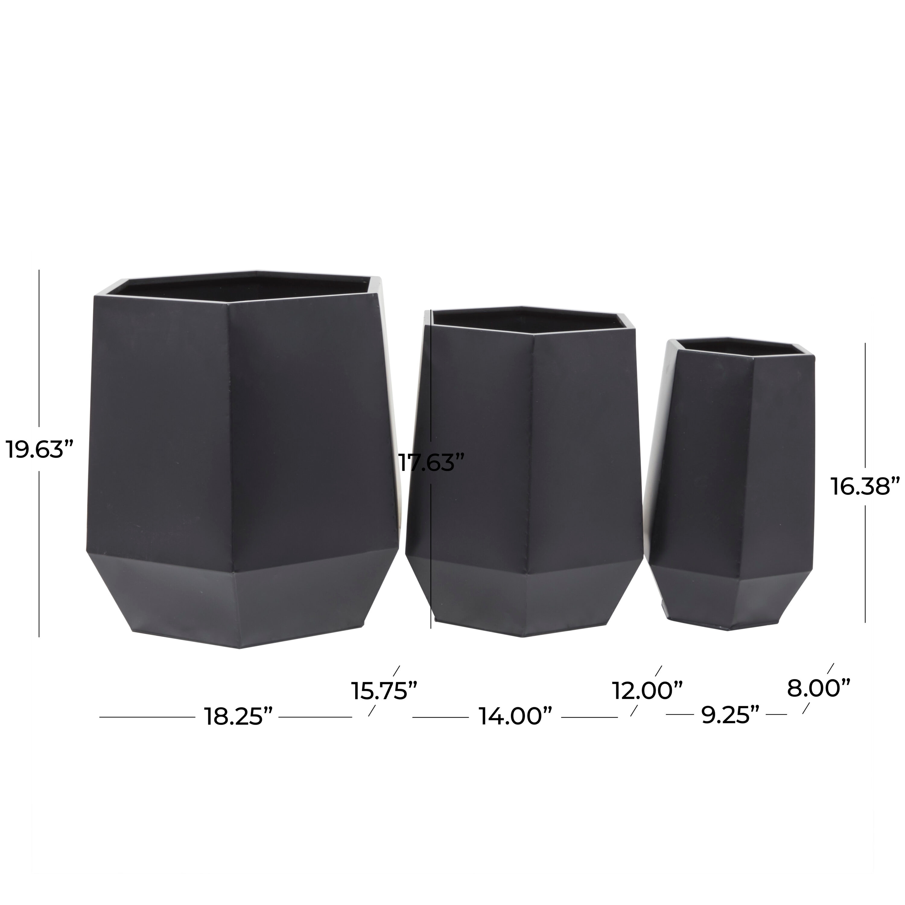 Extra Large Black Iron Round Modern Planter