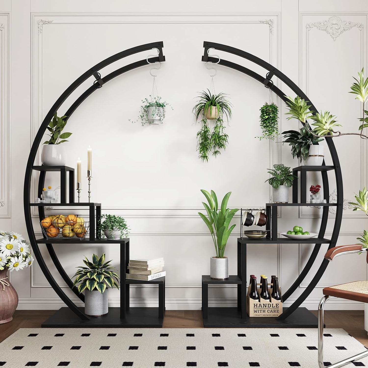 GAOMON 5 tier metal plant stand half moon shape 56 inch tall flower ...