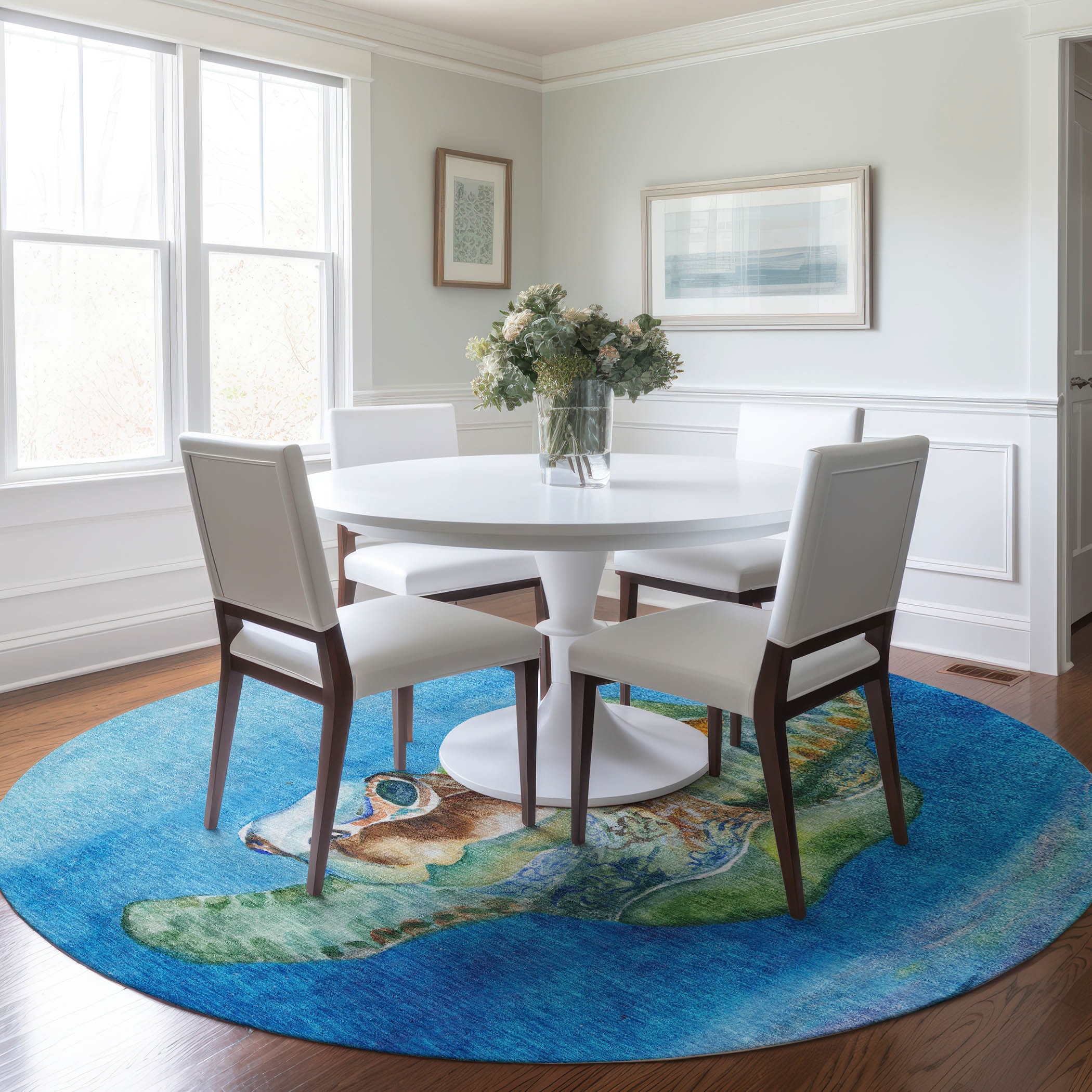 Addison Rugs AMF148OC8RO Mayfield AMF148OC 8 x 8 (ft) Loomed Polyester Ocean Round Indoor Geometric Machine washable Area rug