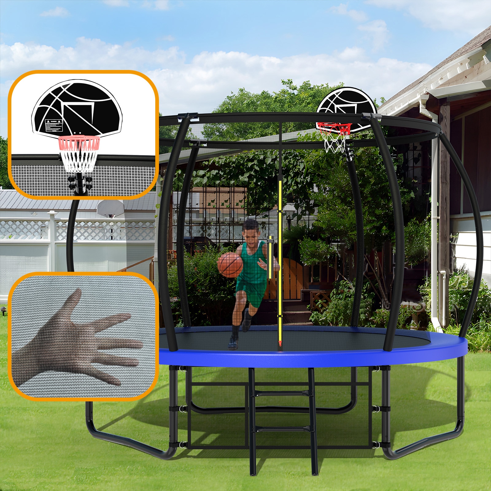 Kahomvis Trampoline 10-ft Round Backyard in Blue MERS-QPH2-139 at Lowes.com