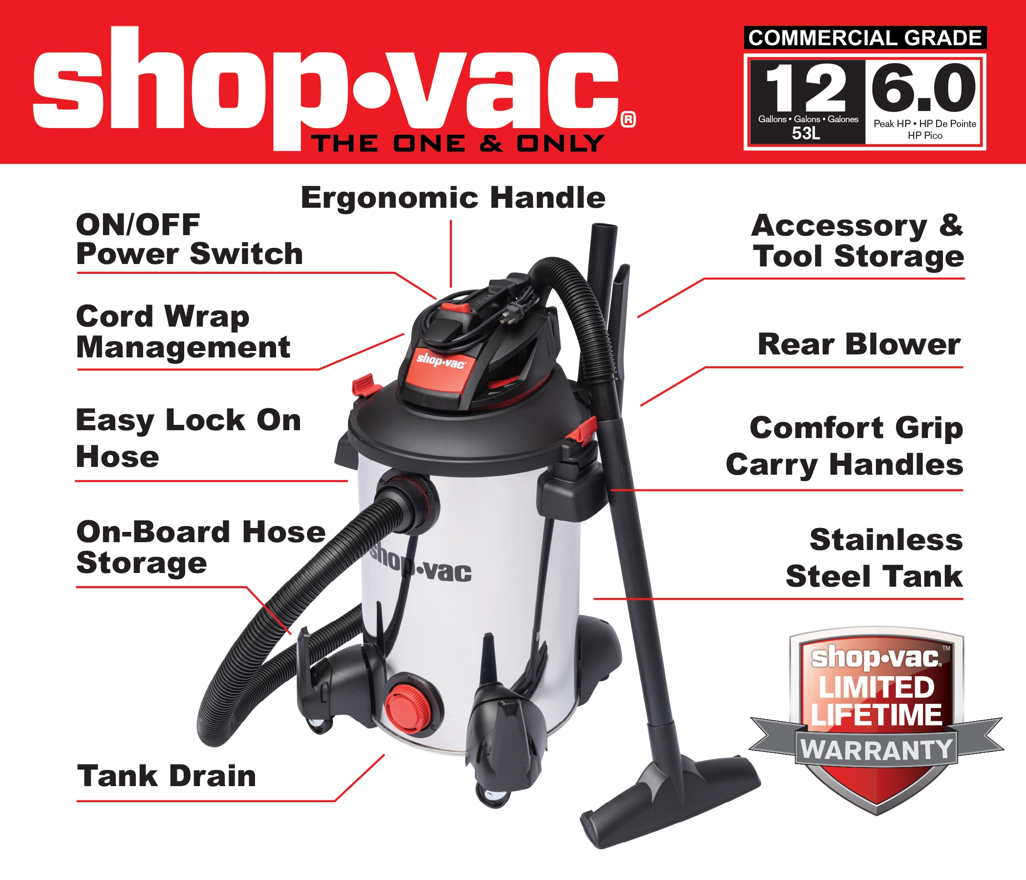 Shop-Vac Parts List for SZ12-350A Models (6 Gallon* 3.5 Peak HP** Wet/