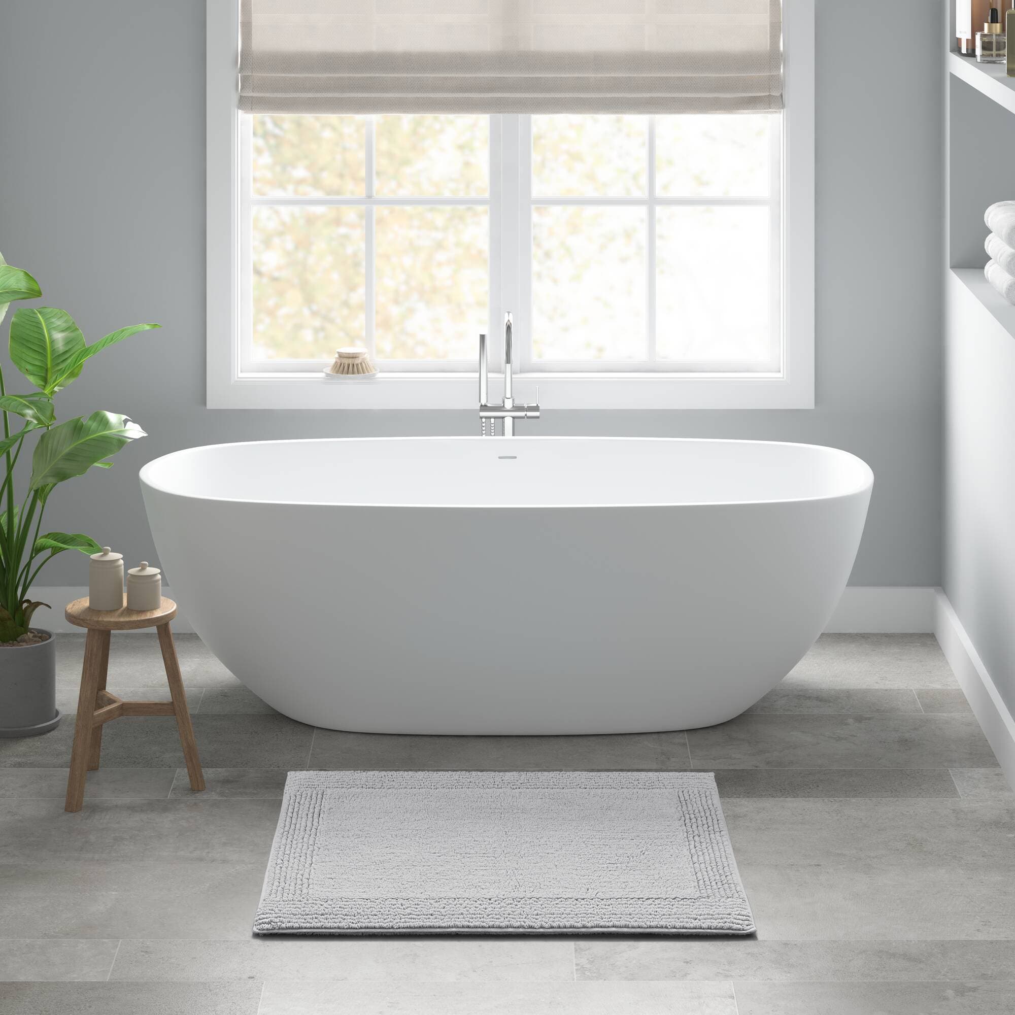Roomfitters  20x30 Inch 100 Percent Cotton Tufted 3000 GSM Reversible Bath Rug Light Gray