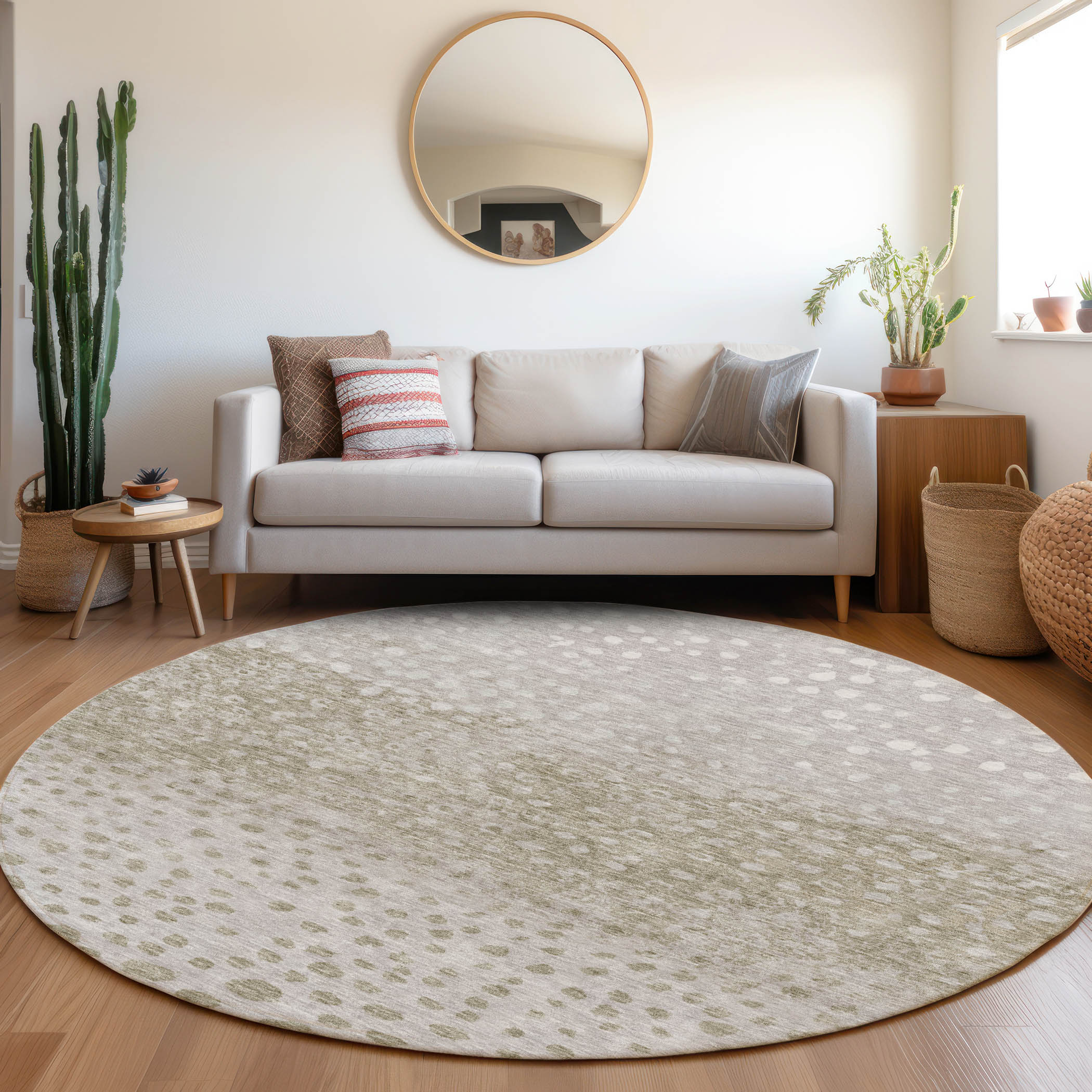 Addison Rugs ACN1074TP8RO Chantille ACN1074TP 8 x 8 (ft) Polyester Taupe Round Indoor/Outdoor Geometric Machine washable Area rug