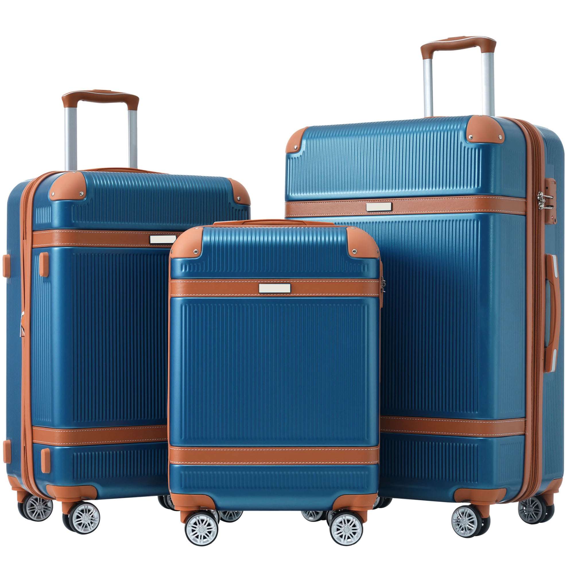 Bybafun YD9500056 19.7"x12.2"x30.7" Blue Plastic Hardshell Suitcase set 3 -Bag