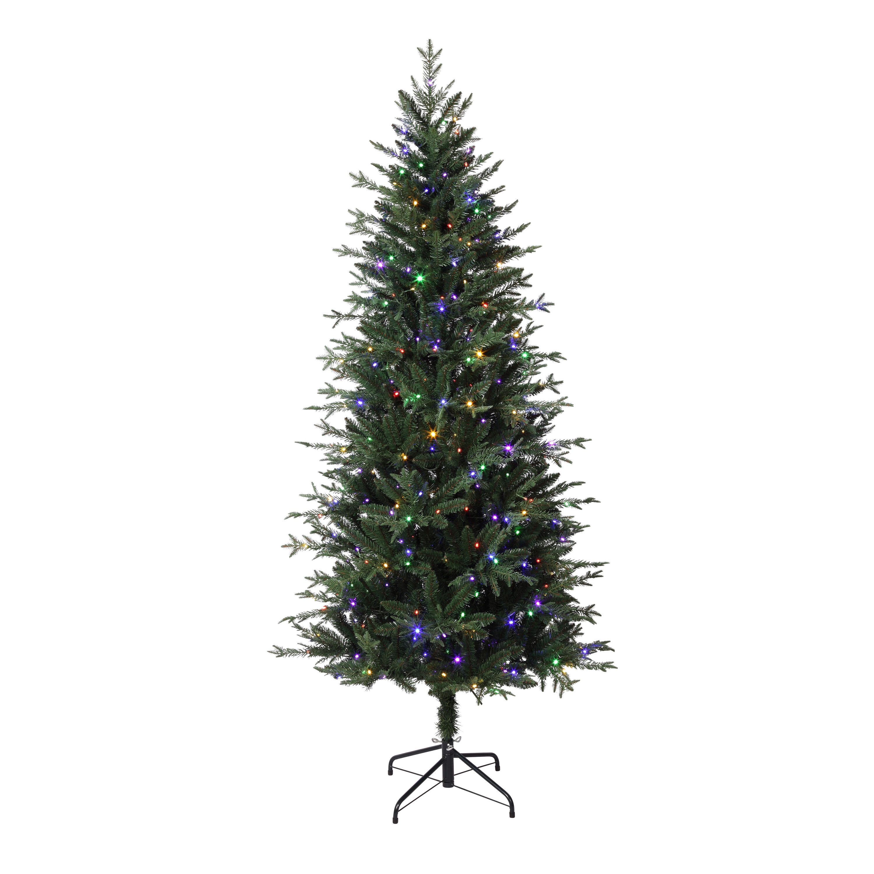 6.5' Green Fir Artificial Christmas Tree with Multicolor LED Lights