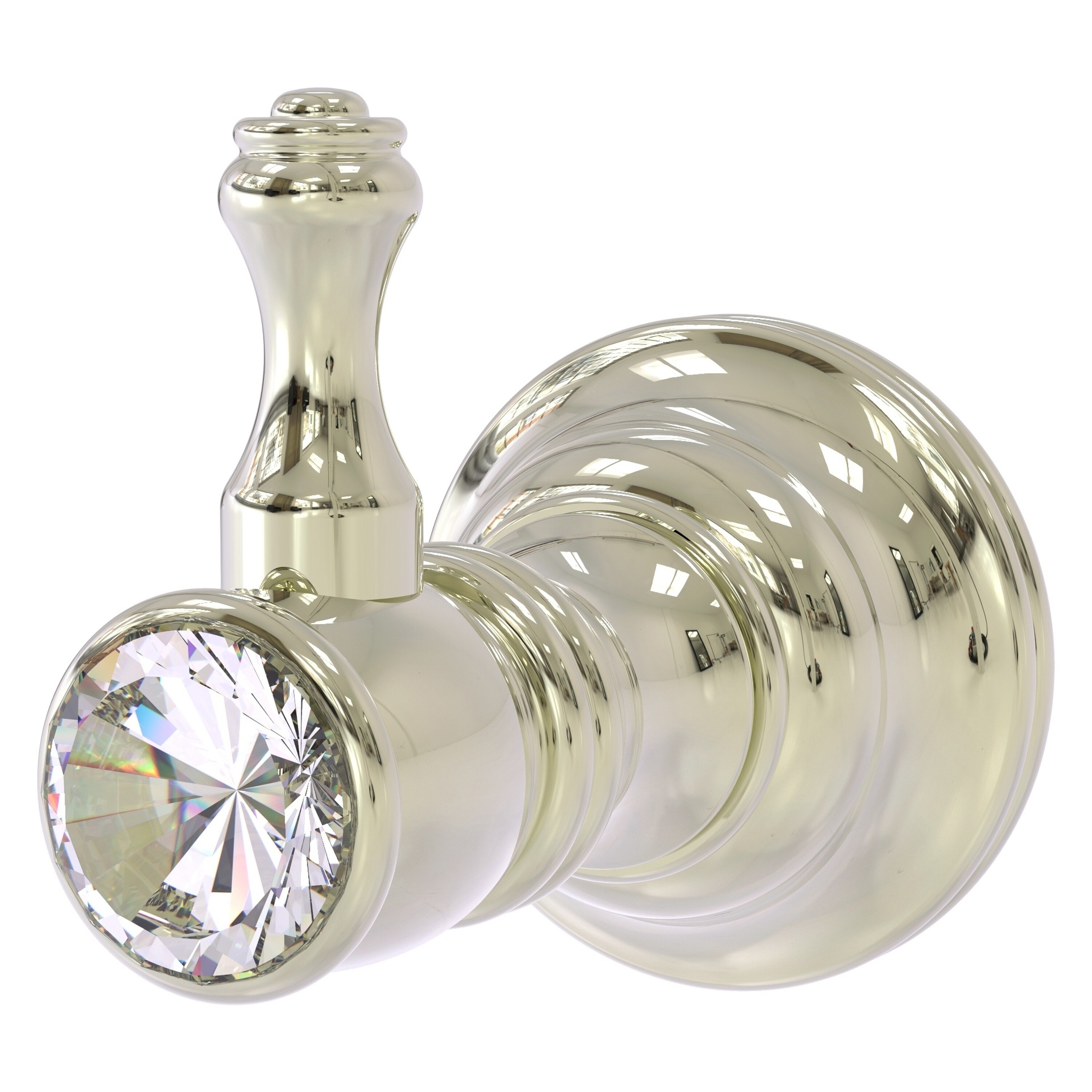 Allied Brass CC-20-PNI Carolina Crystal Polished Nickel Single -Hook Wall mount Towel Hook