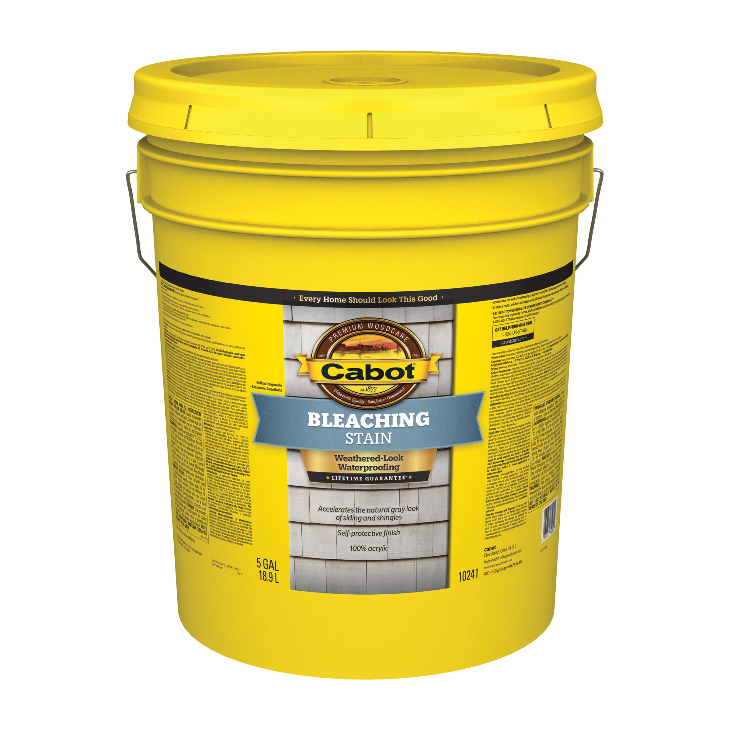Cabot 140.0010241.008 Pre-Tinted Gray Bleaching Exterior Wood Stain and Sealer in One ( 5-gallon )