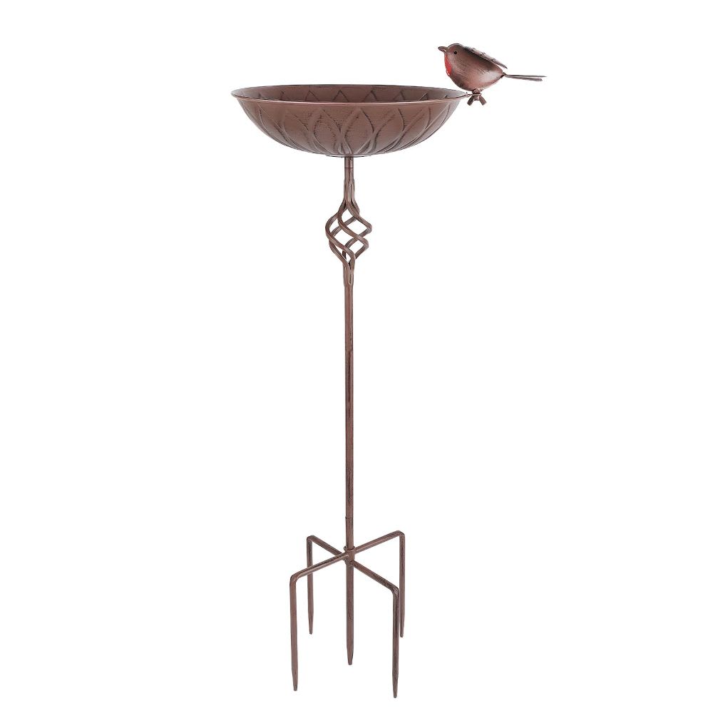 Aoibox - Metal Bird Bath and Feeder Combo 27.6 Inch Tall Outdoor Water Bowl with 5 Prong Stake f...