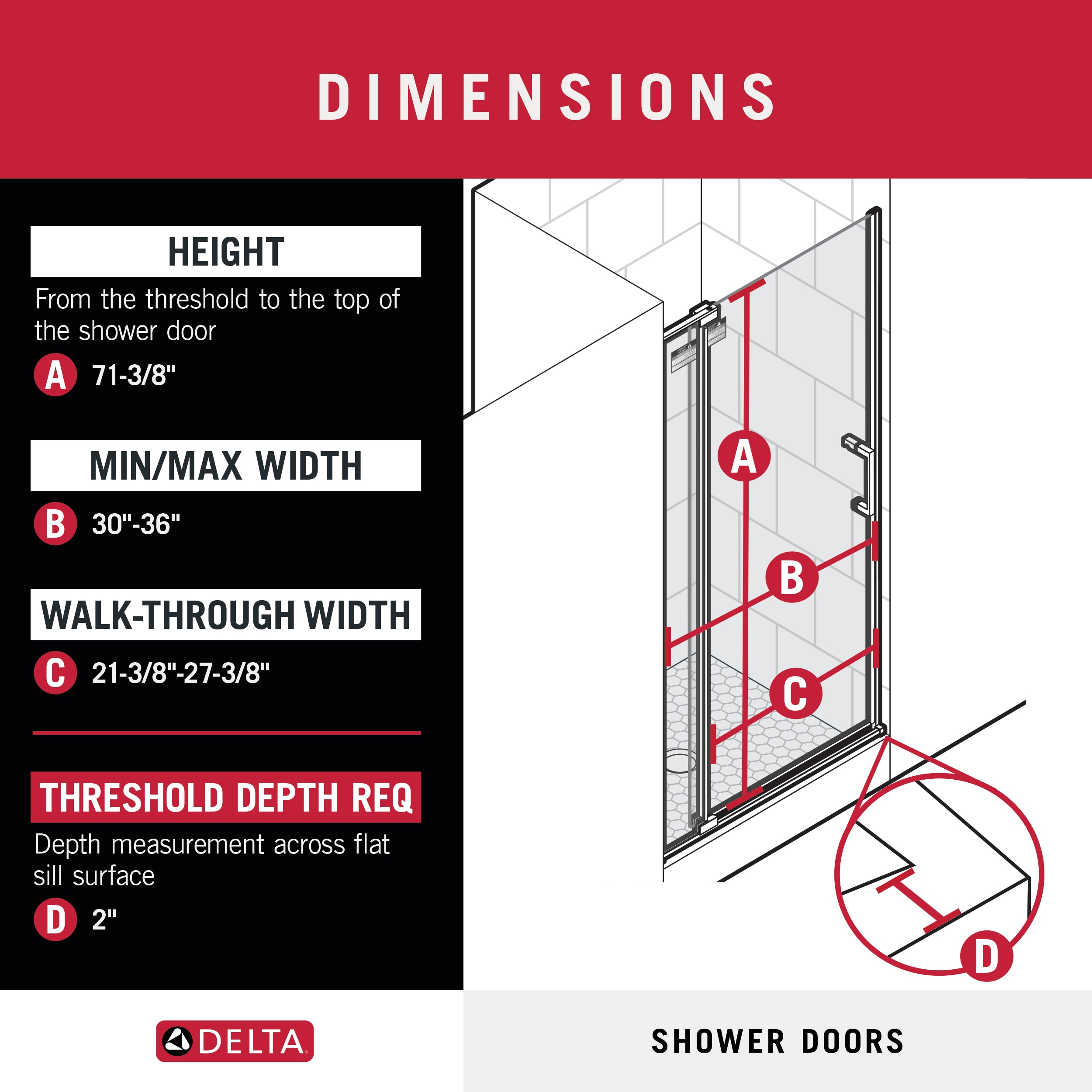 Delta SDEPS36-NIK-R Shower-Doors - View #3