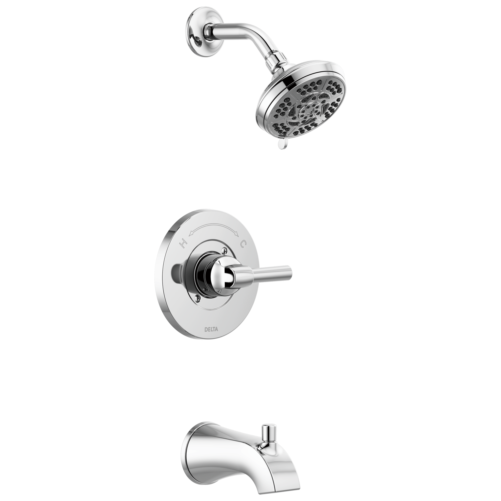 Delta Becker Chrome 1 Handle Multi Function Round Bathtub And Shower Faucet Valve Included 5593