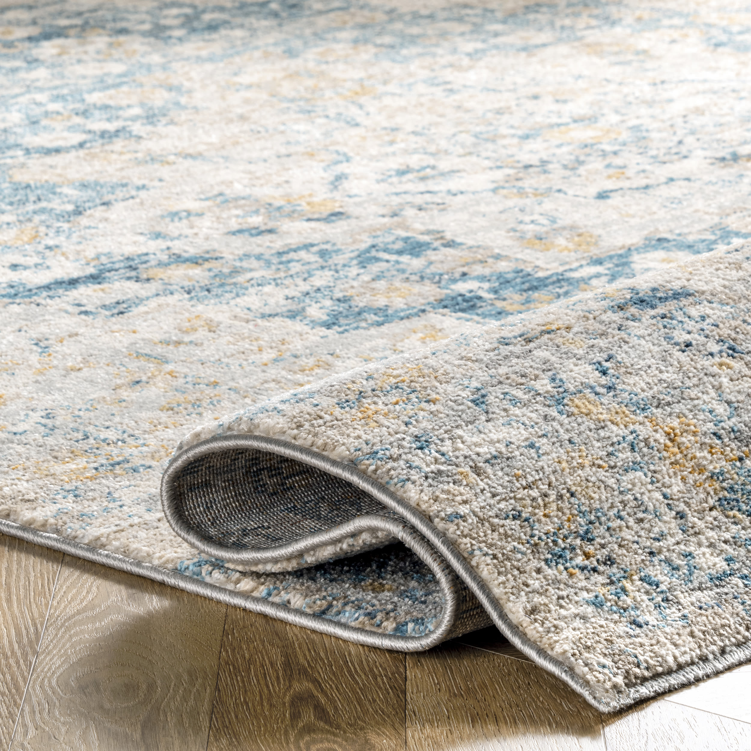Blue Medallion Synthetic Easy Care Area Rug