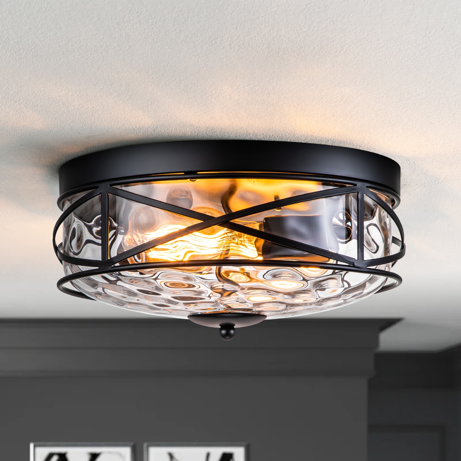 Rennnsan FL810145418 Wendy 2 -Light 11.6-in Matte Black Flush Mount Light
