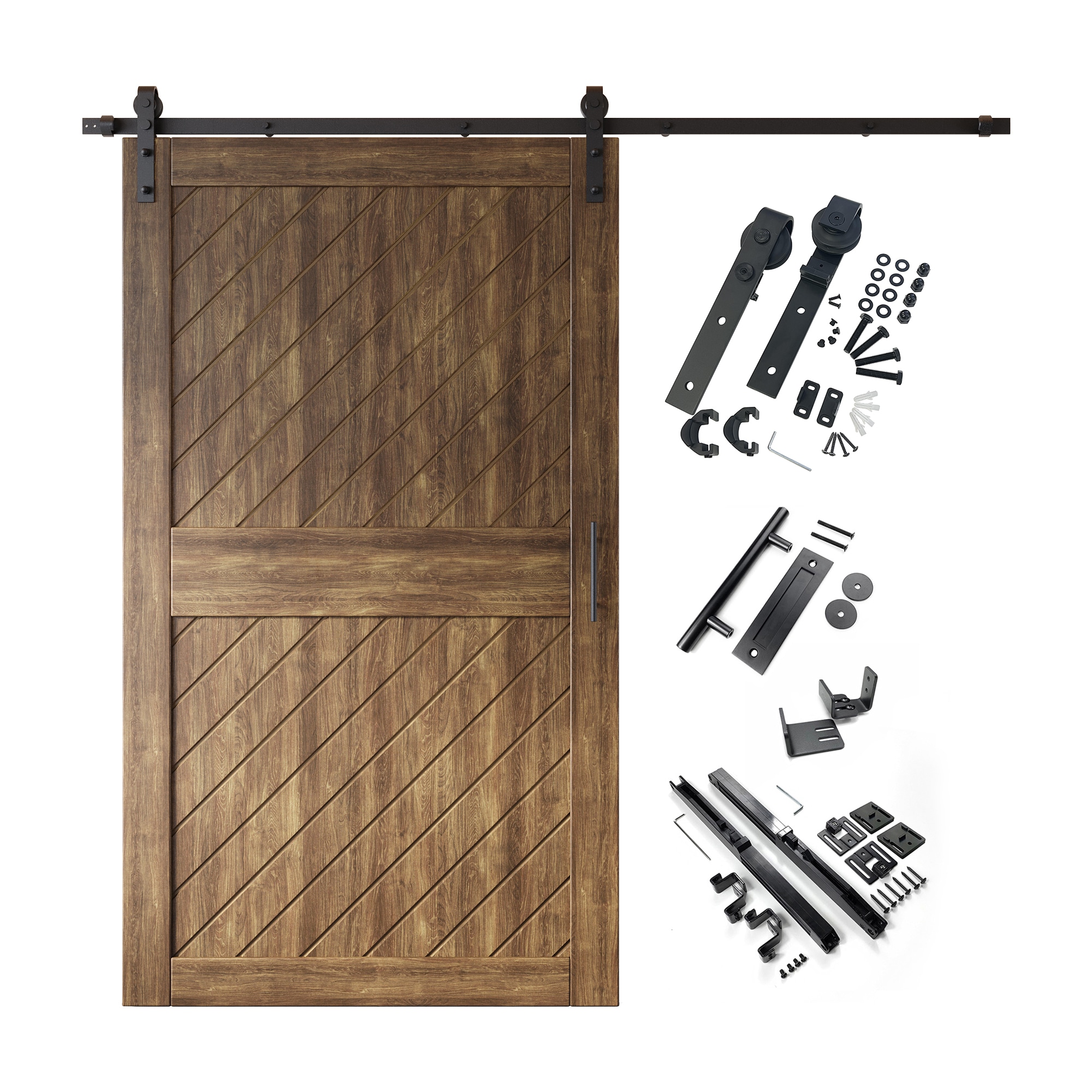 HOMACER YT1H108C-XT1-4884-WA 48-in x 84-in Dark Walnut Prefinished Non-standard Pine Wood Solid core Single Barn Door (Hardware Included)