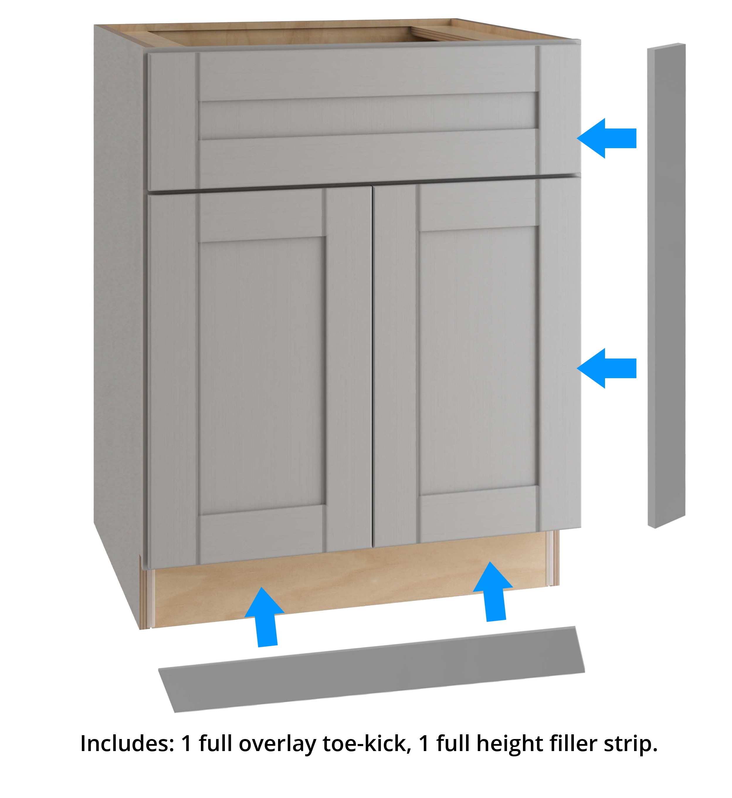 Luxxe Cabinetry Weston Express 30-in W x 34.5-in H x 24-in D Volcano Gray Sink  Base Fully Assembled Plywood Cabinet (Recessed Panel Shaker Door Style) in  the Kitchen Cabinets department at