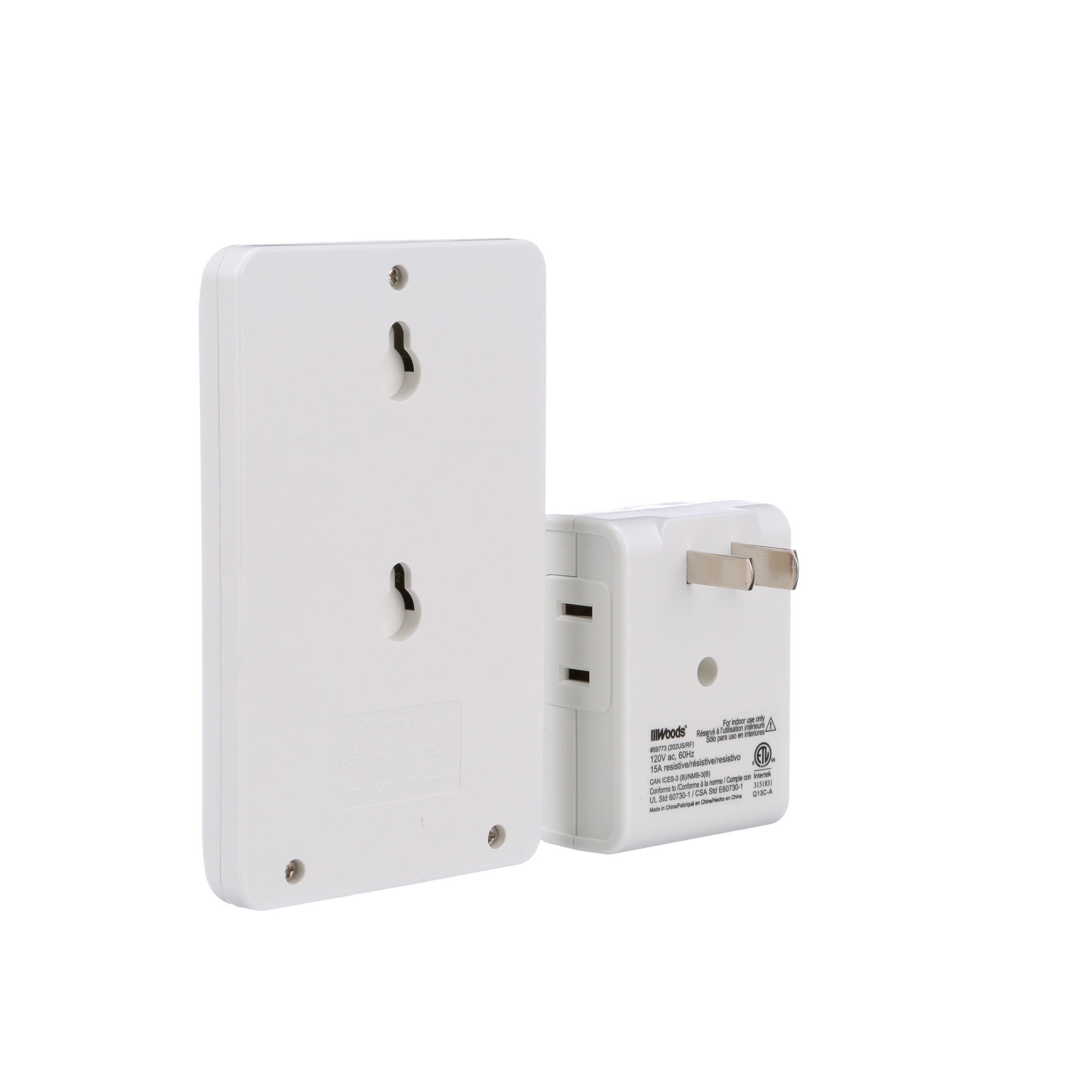 Woods 59773 Wireless Wall Switch Remote for Indoor Light Control White