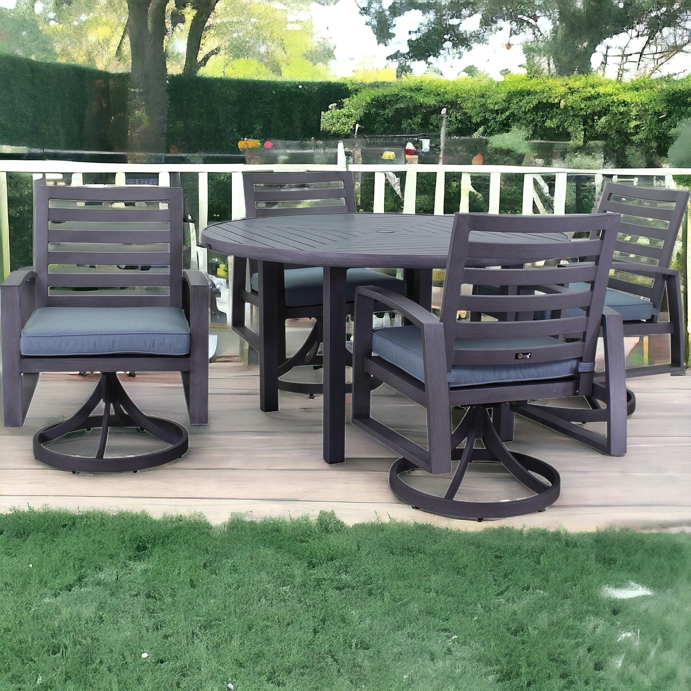 Courtyard Casual 5290 Cabo 5 -Piece Patio Conversation Set with Blue Cushions