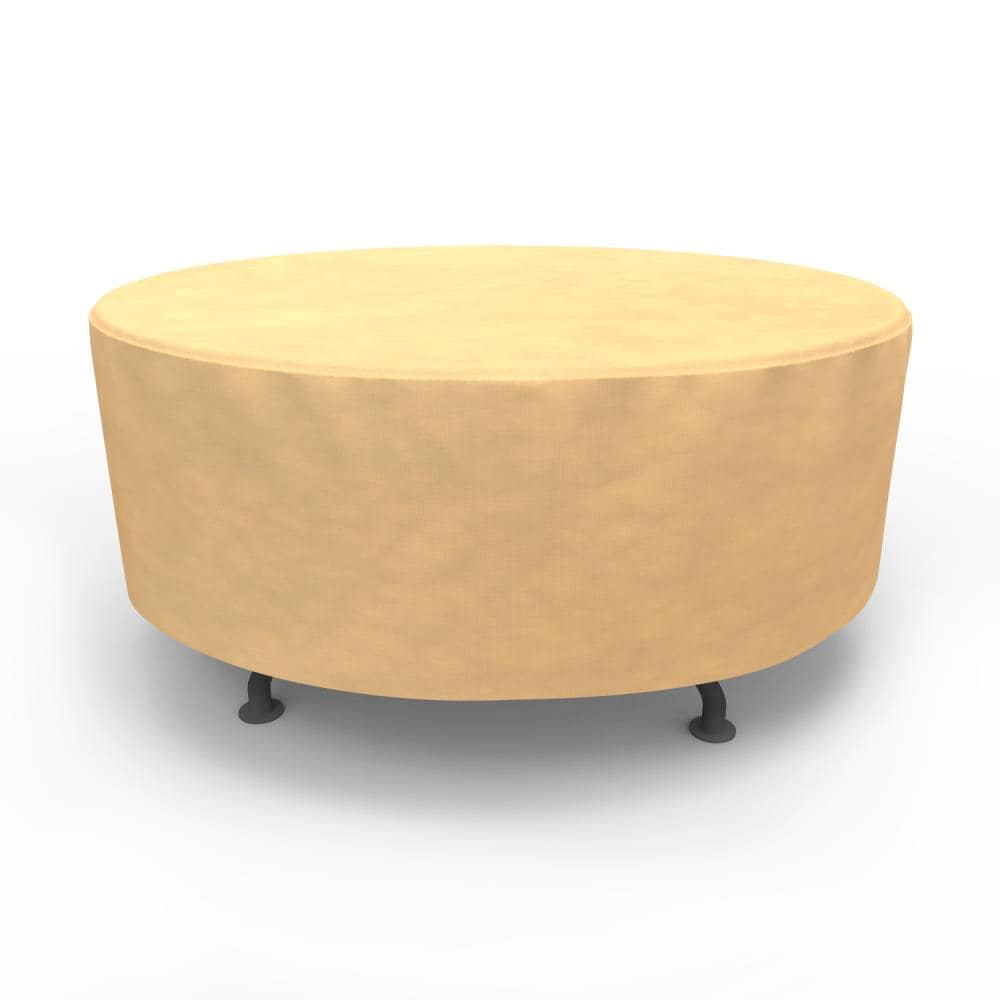 Budge P5A07SF1 All-Seasons Tan Polypropylene Patio Furniture Cover For Dining table (round)